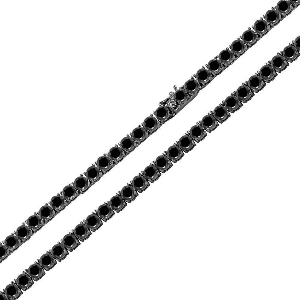 4MM BLACK TENNIS CHAIN - PREMIUM CZ - STERLING SILVER