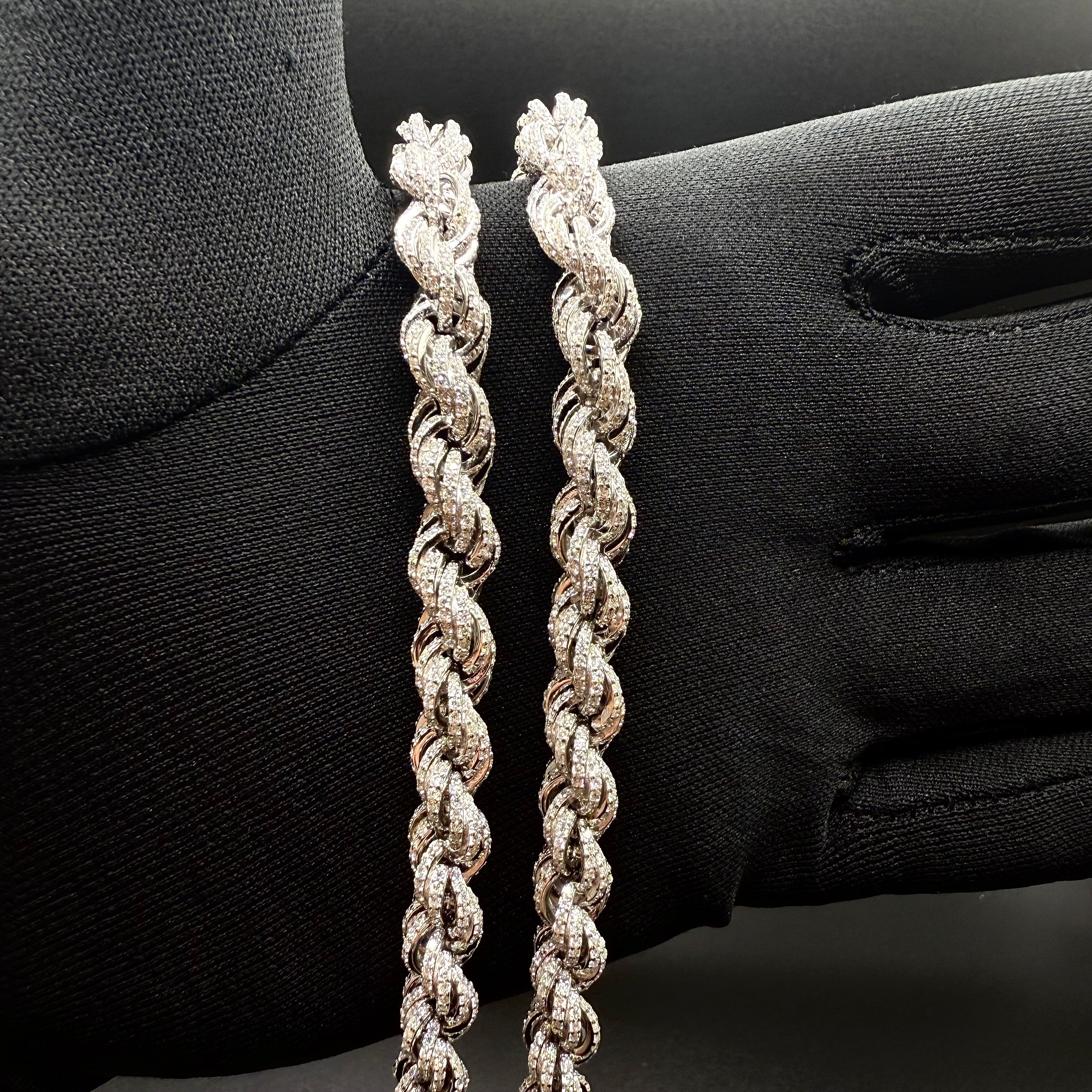8MM Rope Chain – Moissanite – Sterling Silver