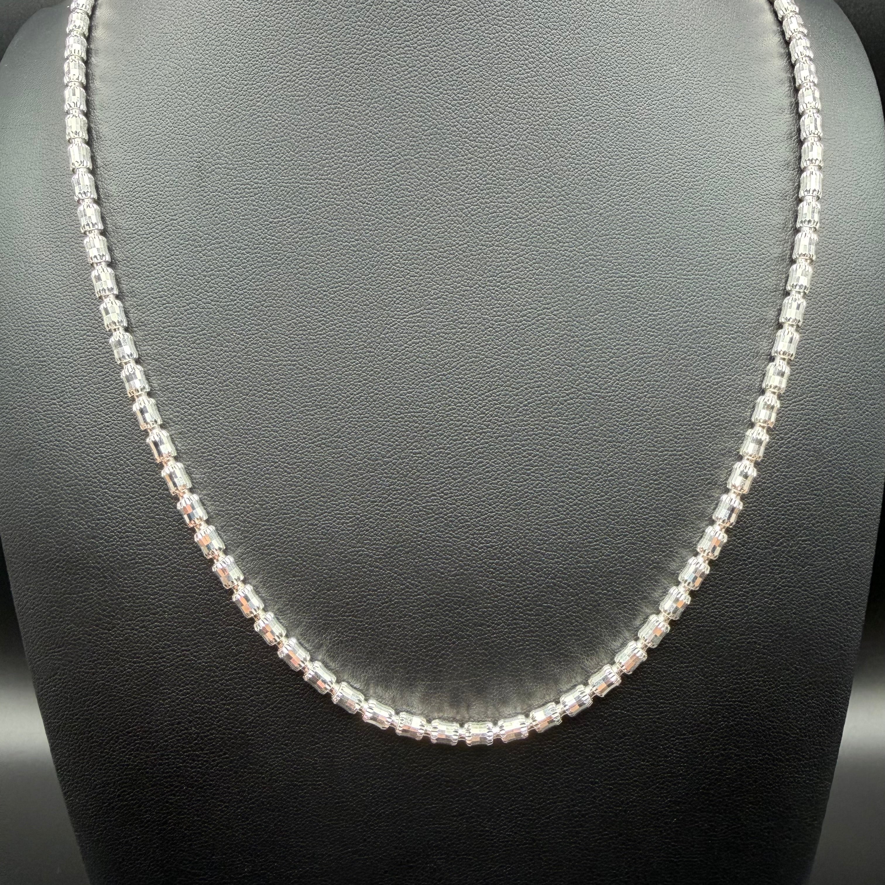 4MM BARREL CRYSTAL CHAIN  - STERLING SILVER