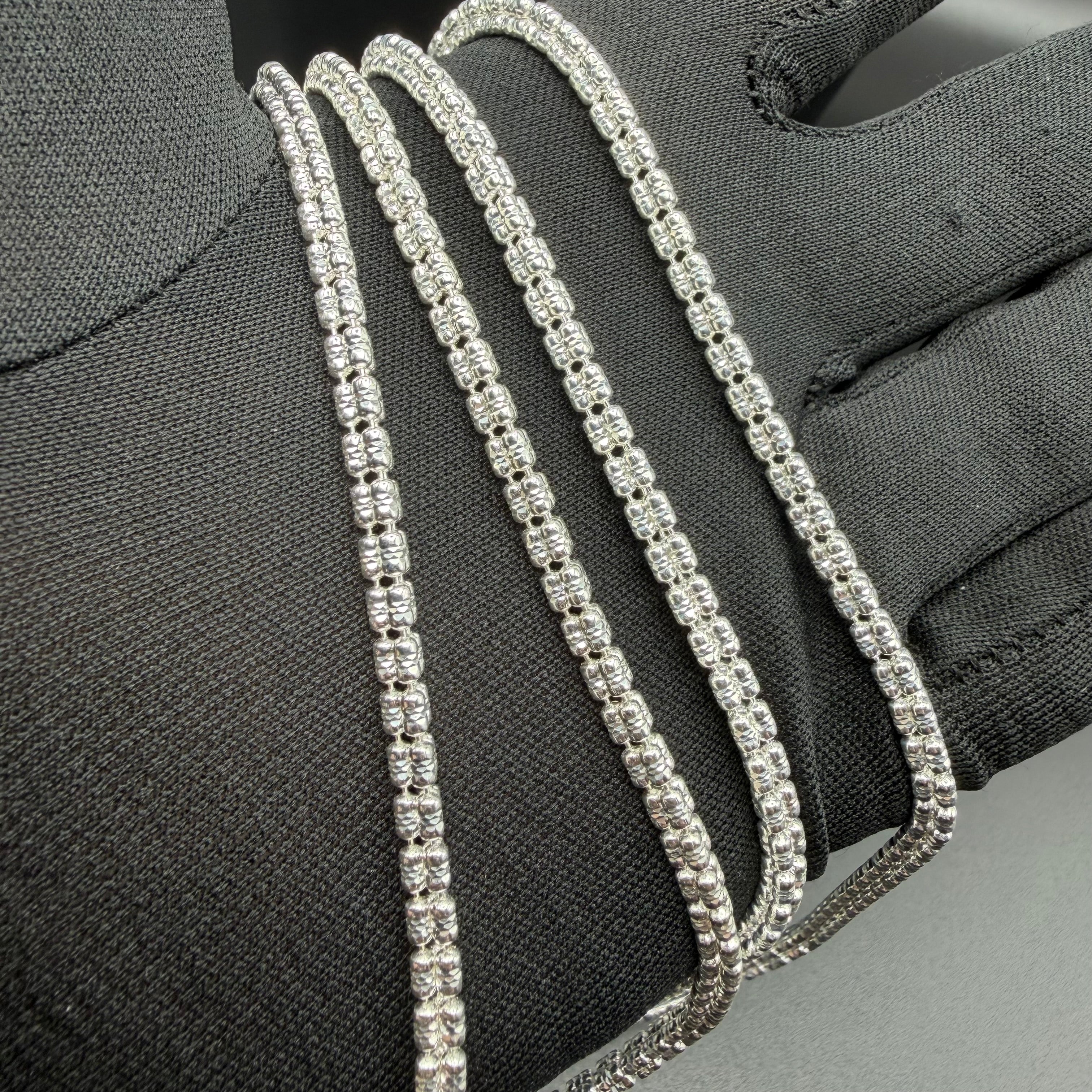 4MM ICE BOX CHAIN 3 SIDED - STERLING SILVER