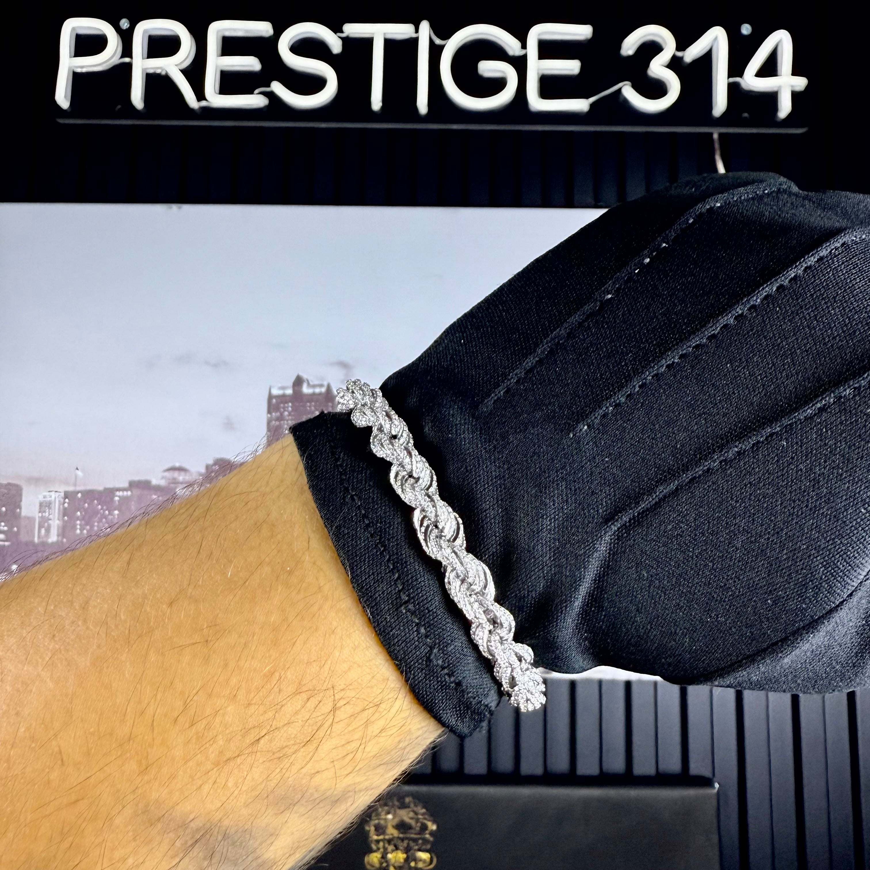 8MM Rope Bracelet – Moissanite – Sterling Silver