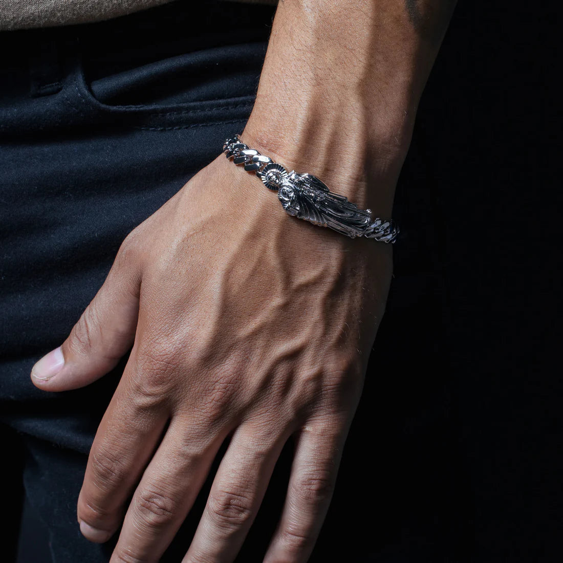 9MM ST JUDE CUBAN BRACELET - STERLING SILVER
