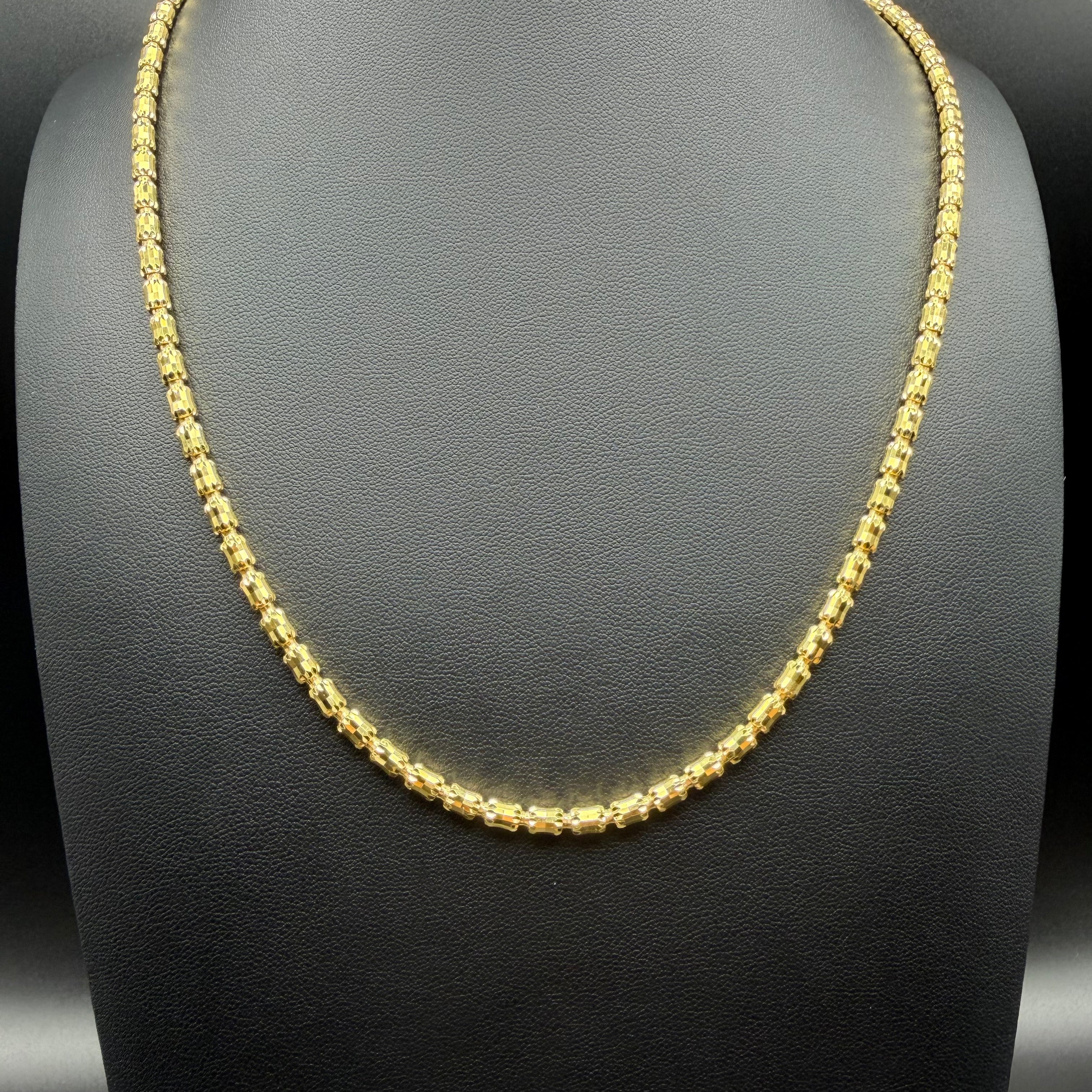 4MM BARREL CRYSTAL CHAIN - GOLD OVER 925