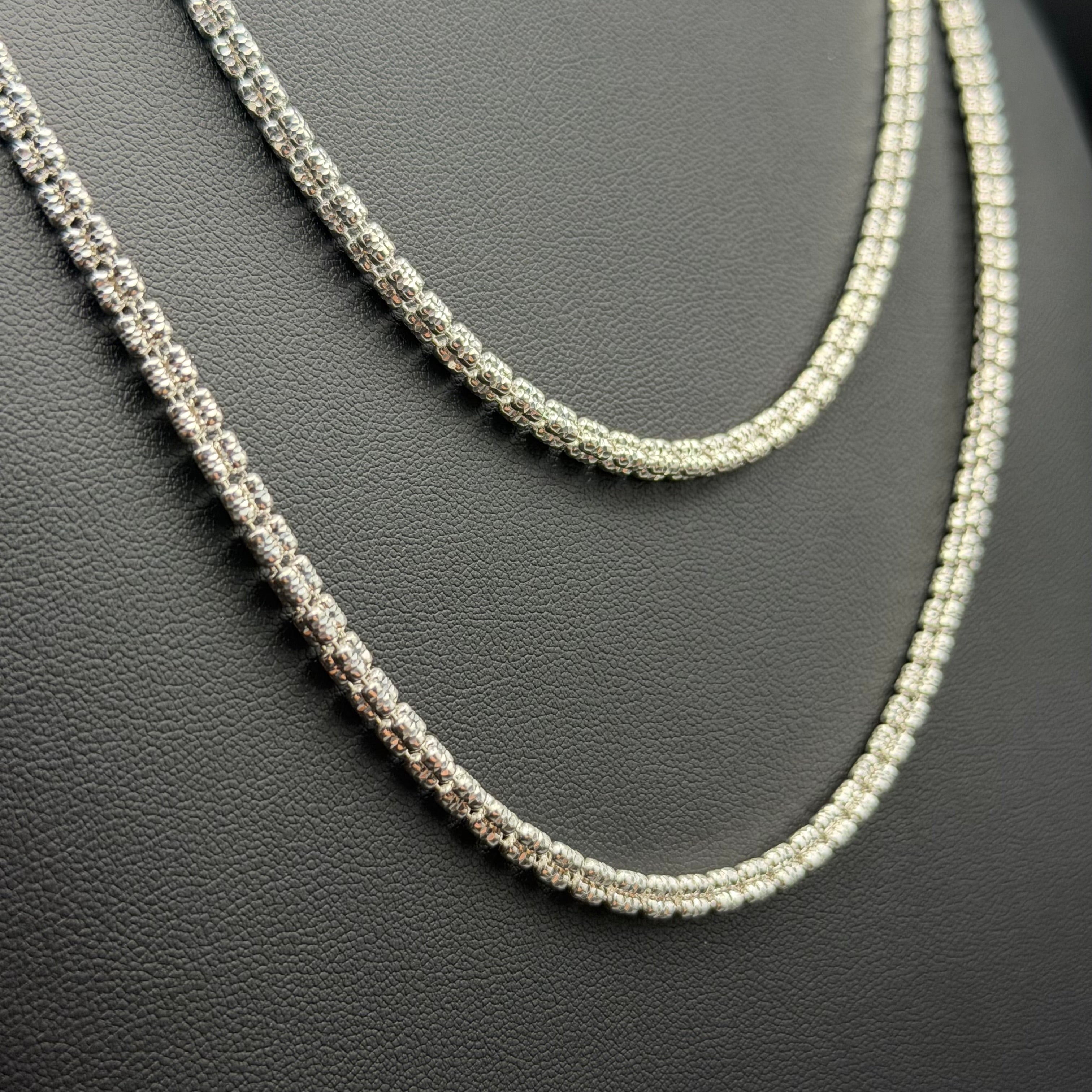 4MM ICE BOX CHAIN 3 SIDED - STERLING SILVER