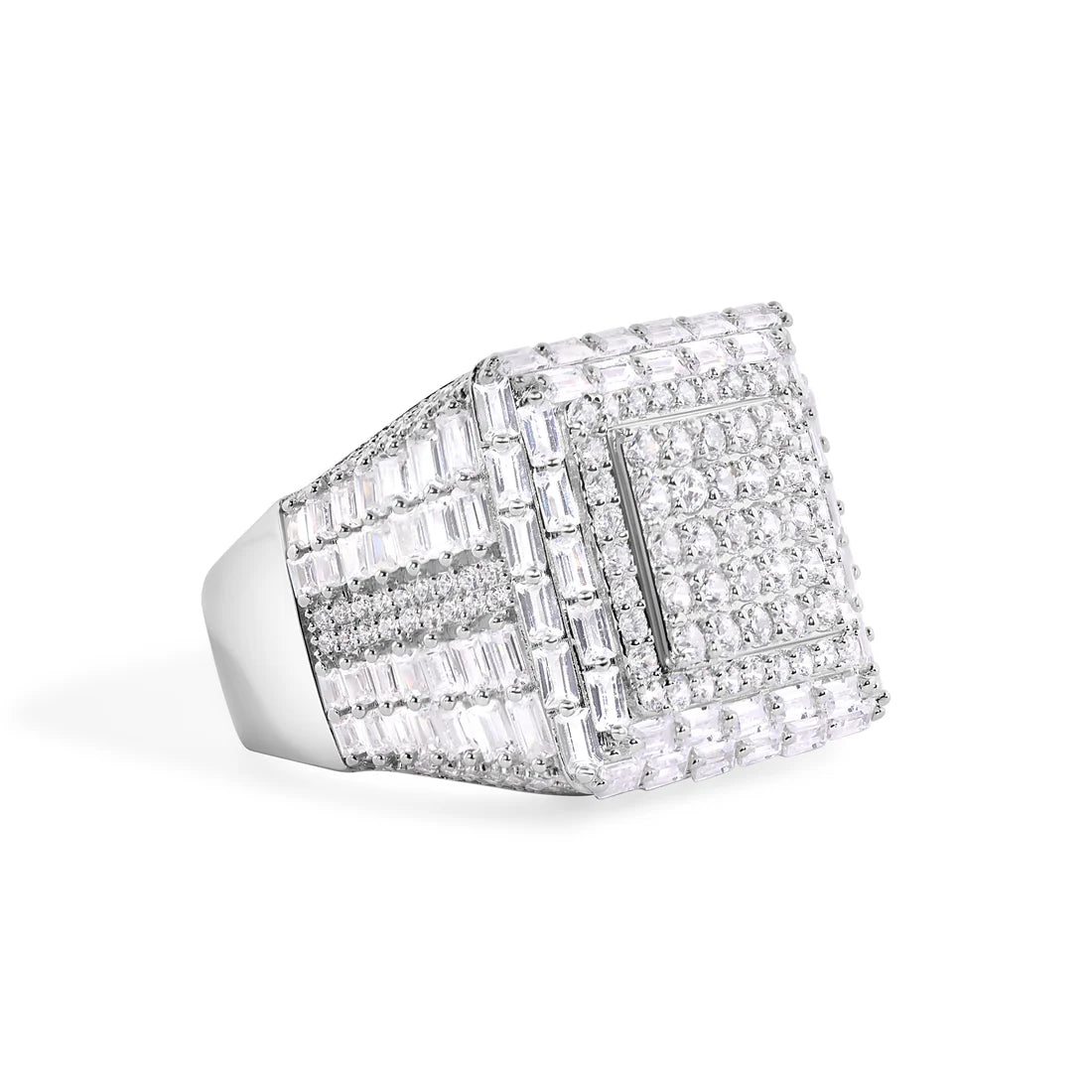 SQUARE TOP BAGUETTE CUT RING - PREMIUM CZ - STERLING SILVER