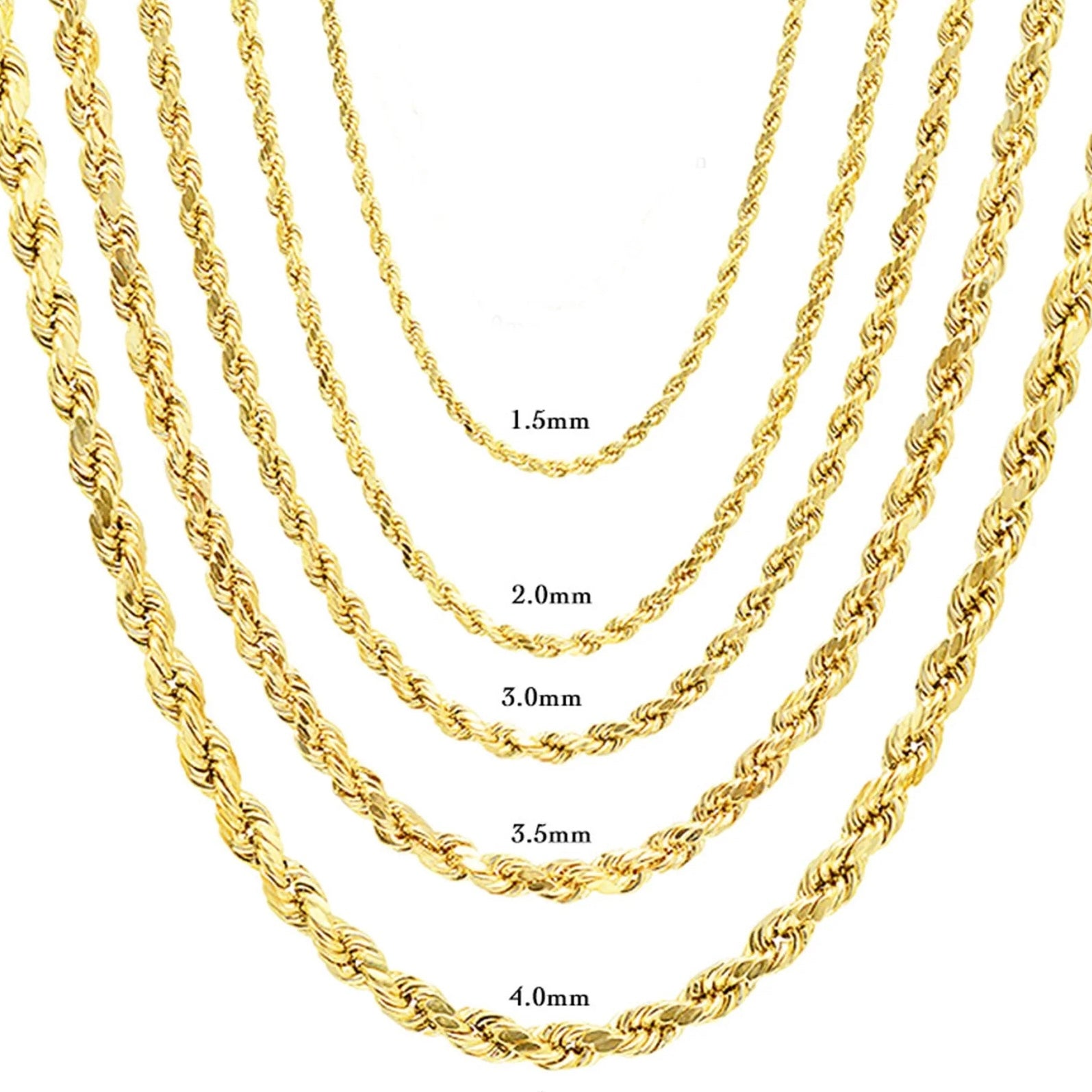ROPE CHAIN AND BRACELET - 10K & 14K GOLD