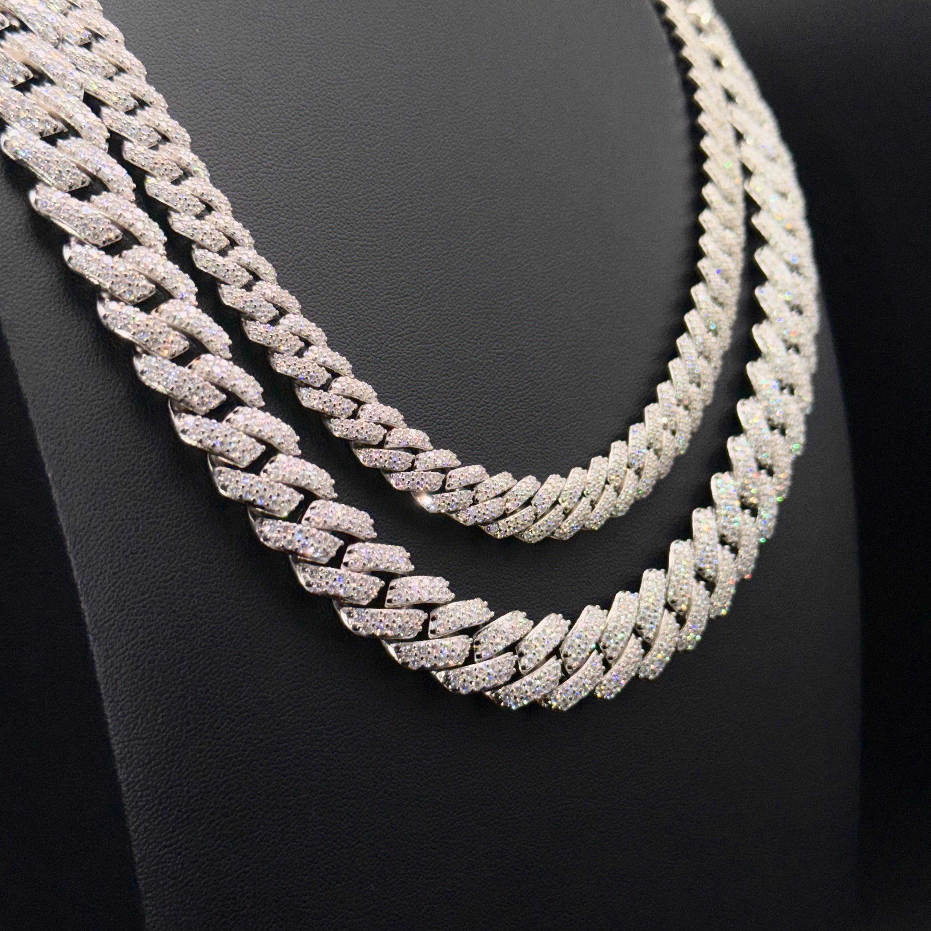 Prestige Monaco Chain and Bracelet – VVS Moissanite – Sterling Silver