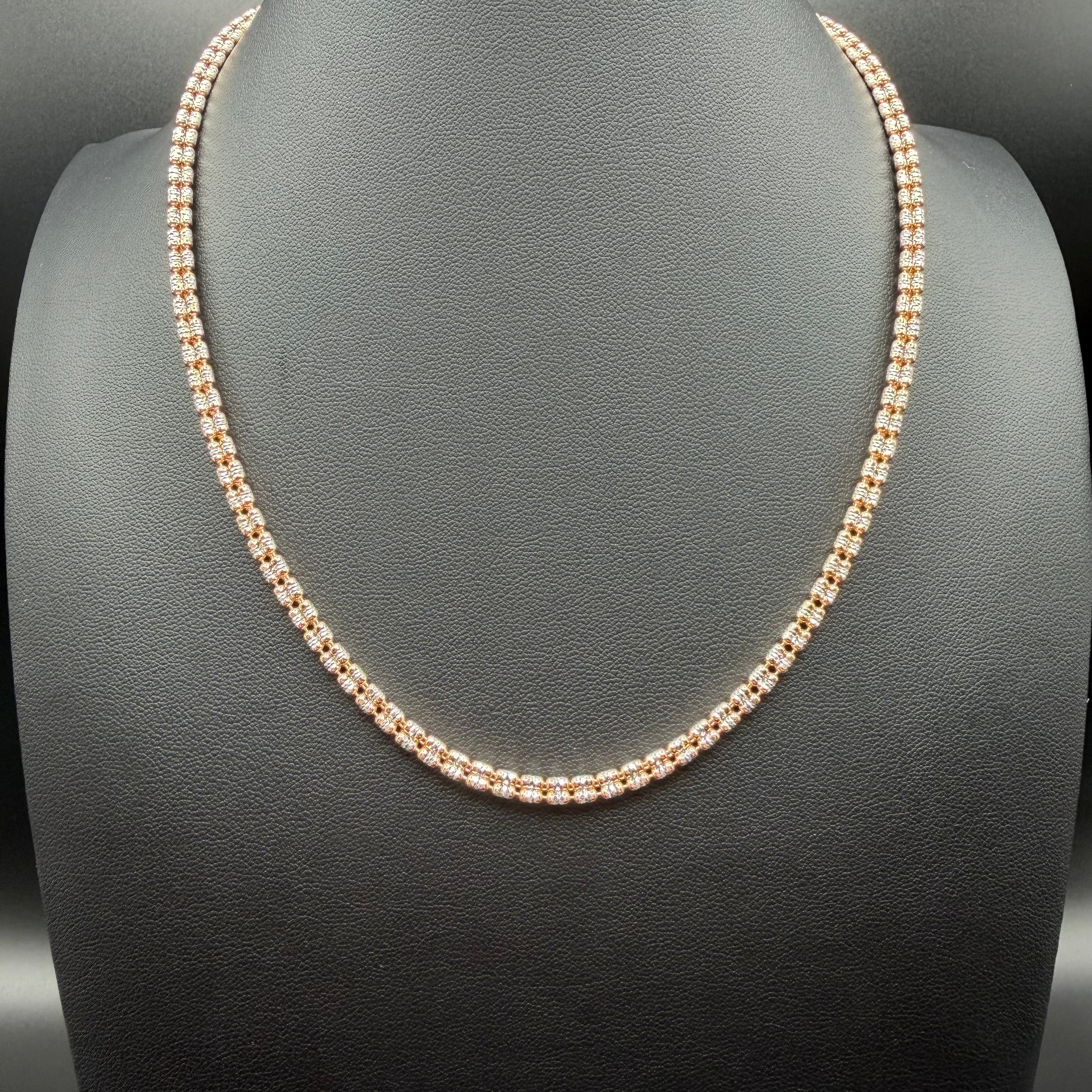 3MM ICE BOX CHAIN 3 SIDED - ROSE GOLD OVER 925