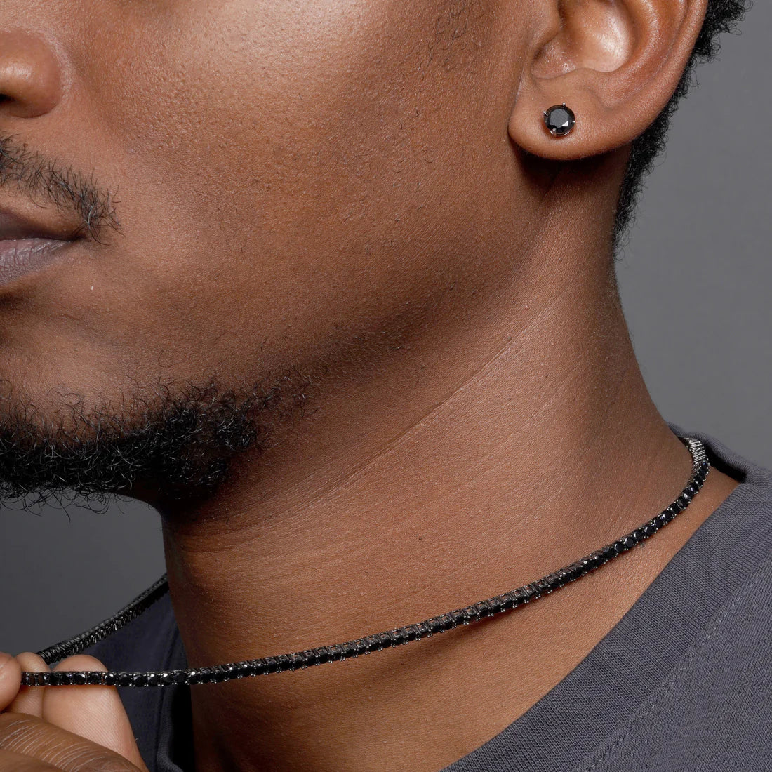 4MM BLACK TENNIS CHAIN - PREMIUM CZ - STERLING SILVER