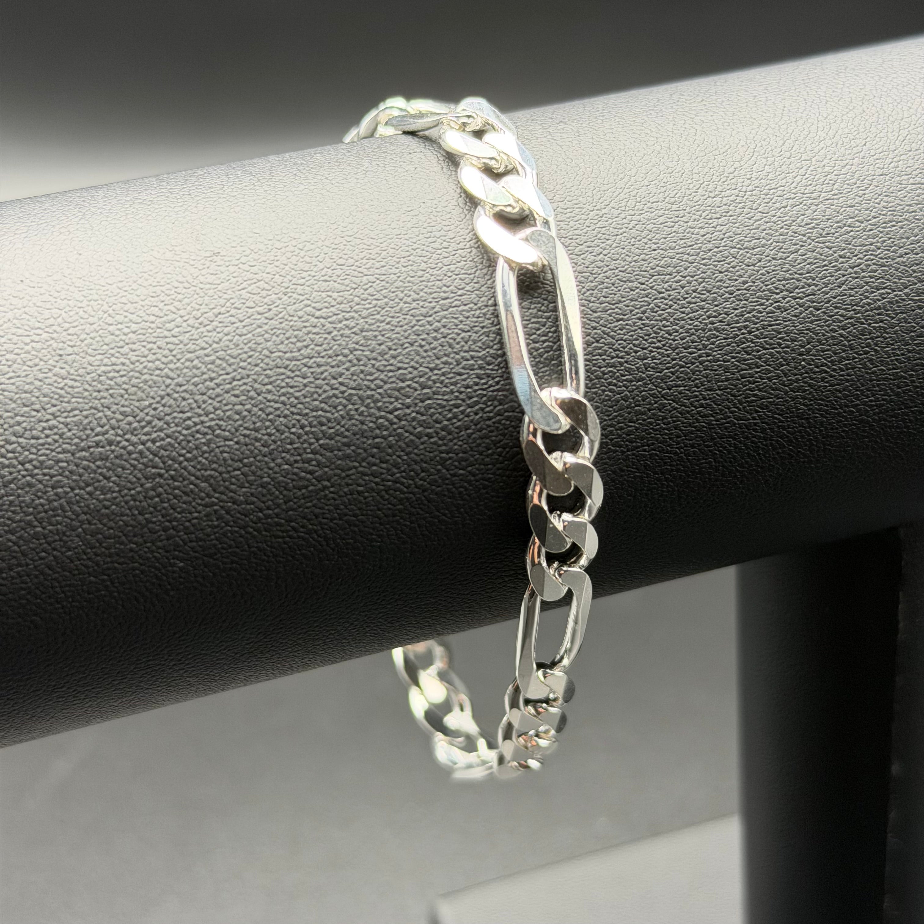 8MM CLASSIC FIGARO BRACELET - STERLING SILVER