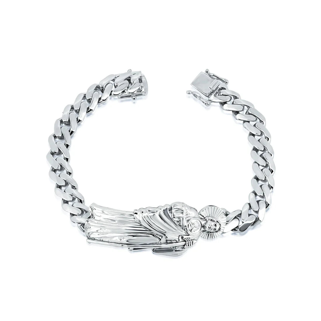 9MM ST JUDE CUBAN BRACELET - STERLING SILVER