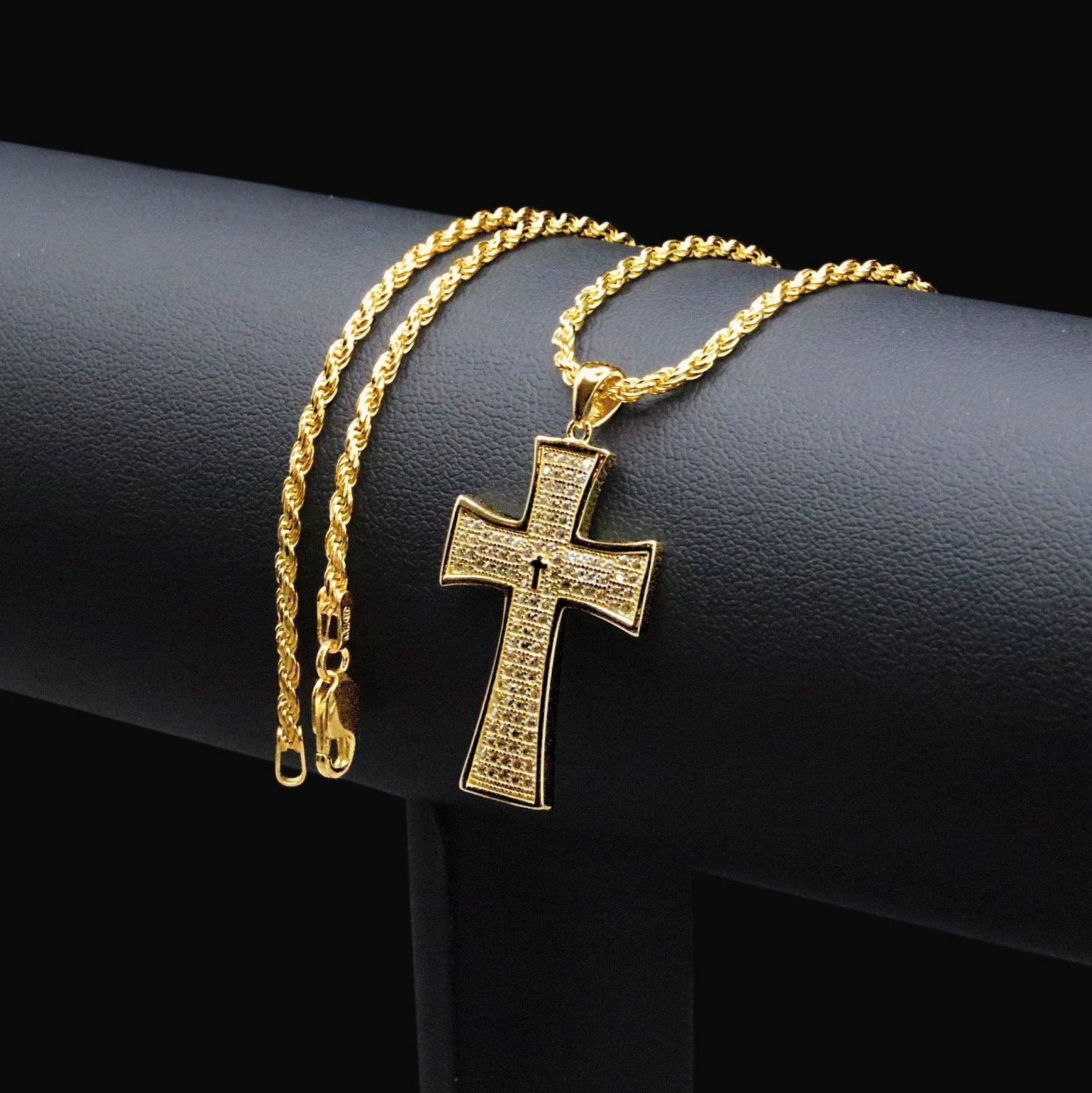 Iced Celtic Cross Pendant (Gold)