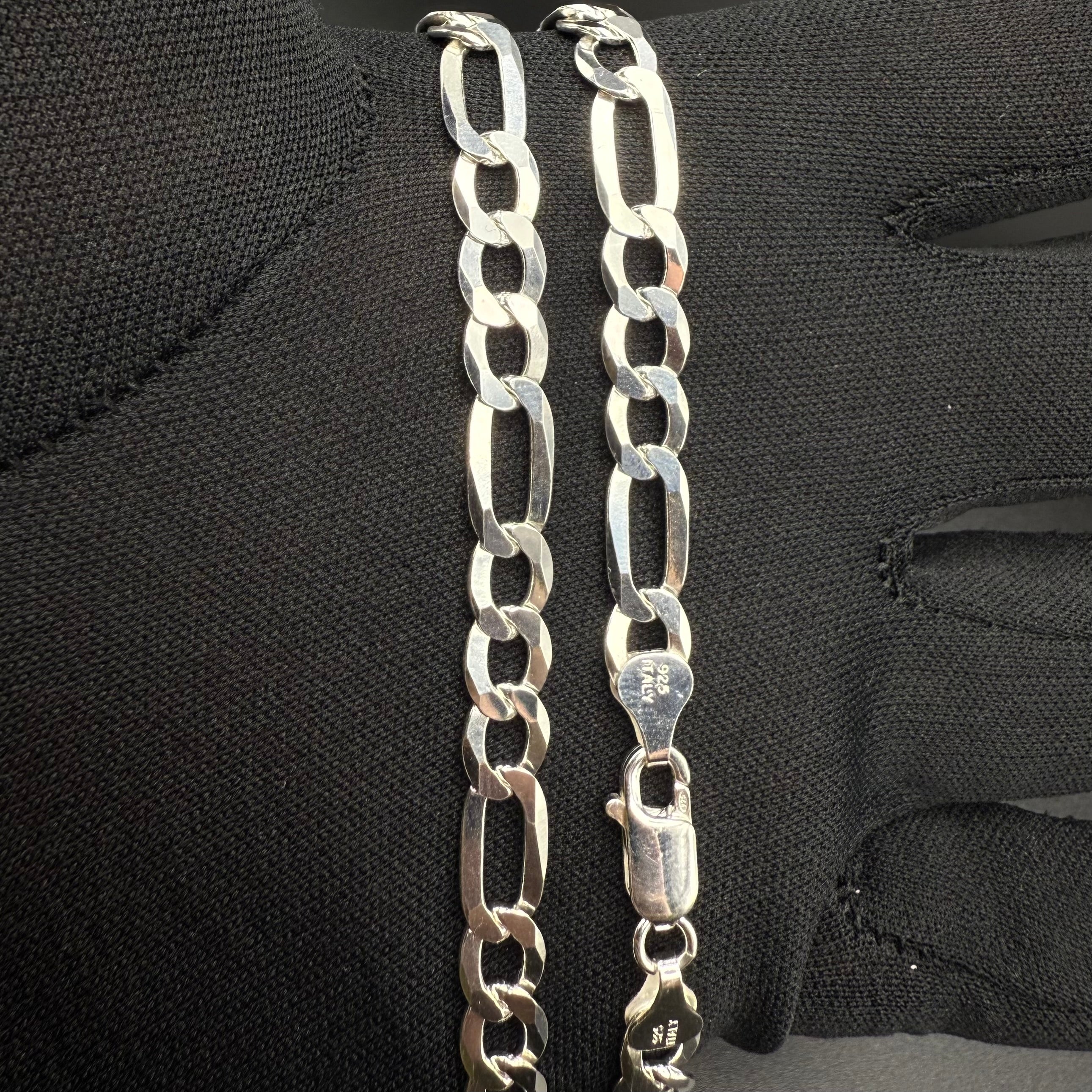 6.8MM Figaro Chain – Sterling Silver