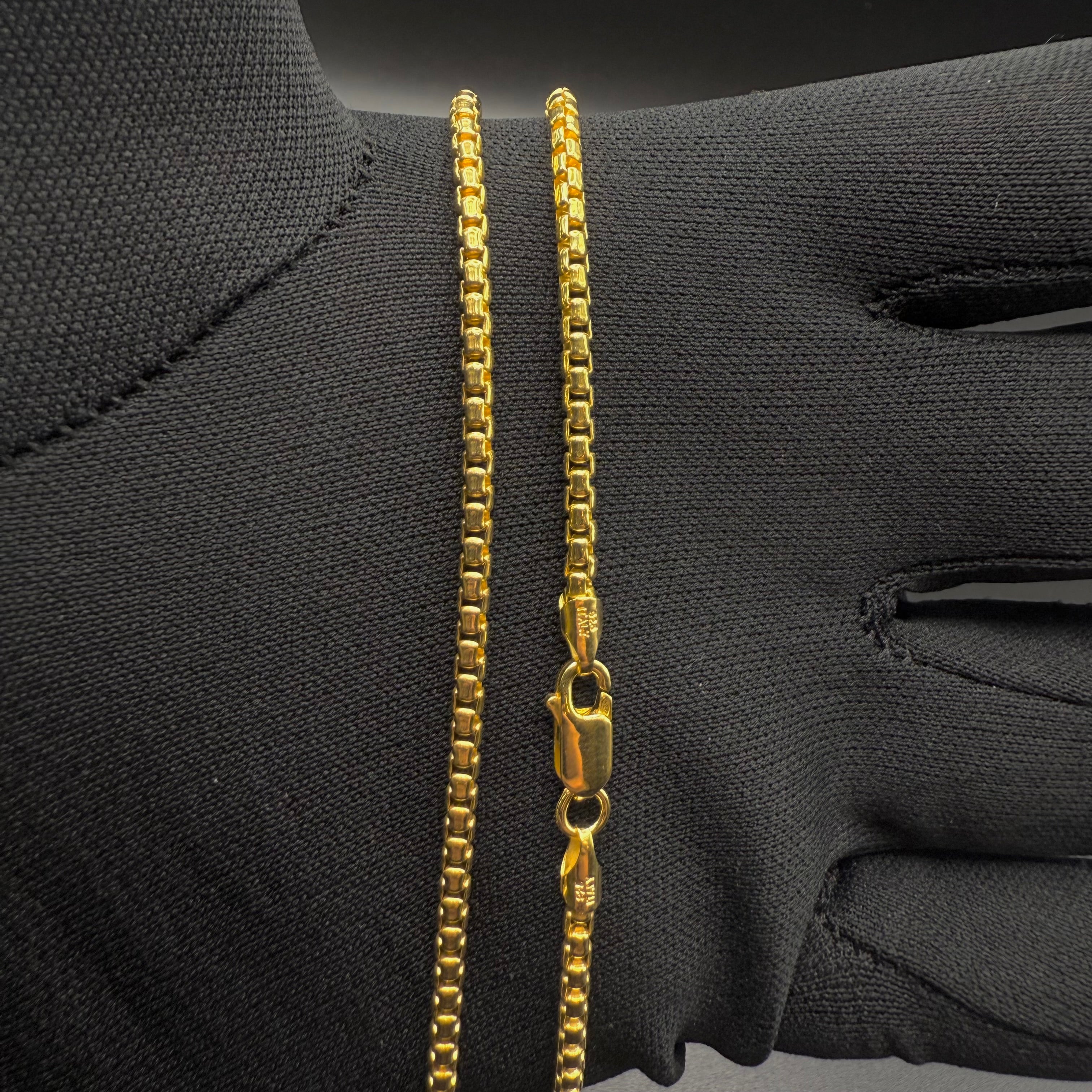 2.5MM Round Box Chain – 14K Gold Over 925