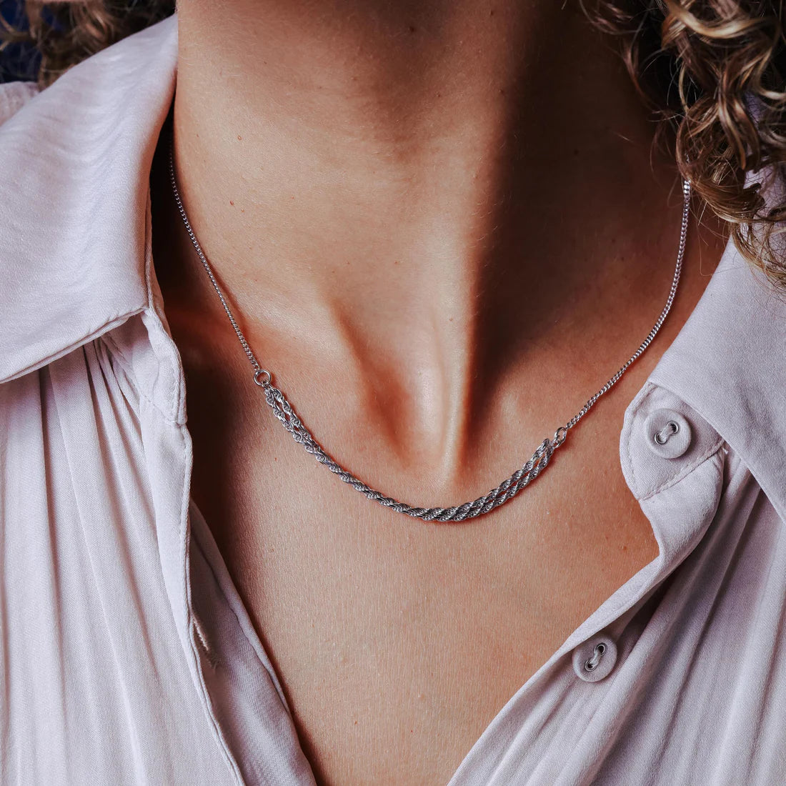 Curb Strand Rope Necklace – Sterling Silver