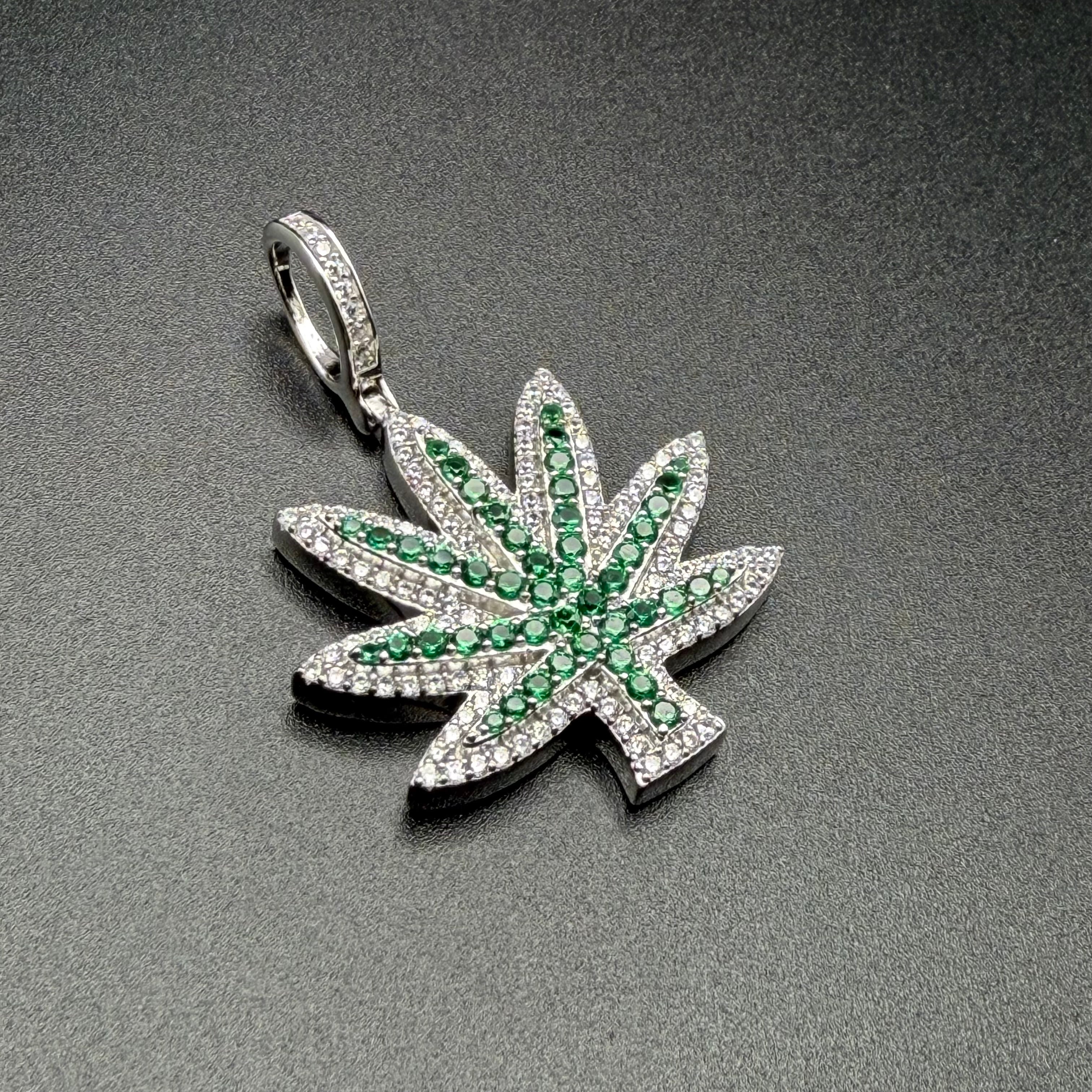 LEAF PENDANT - PREMIUM CZ - STERLING SILVER