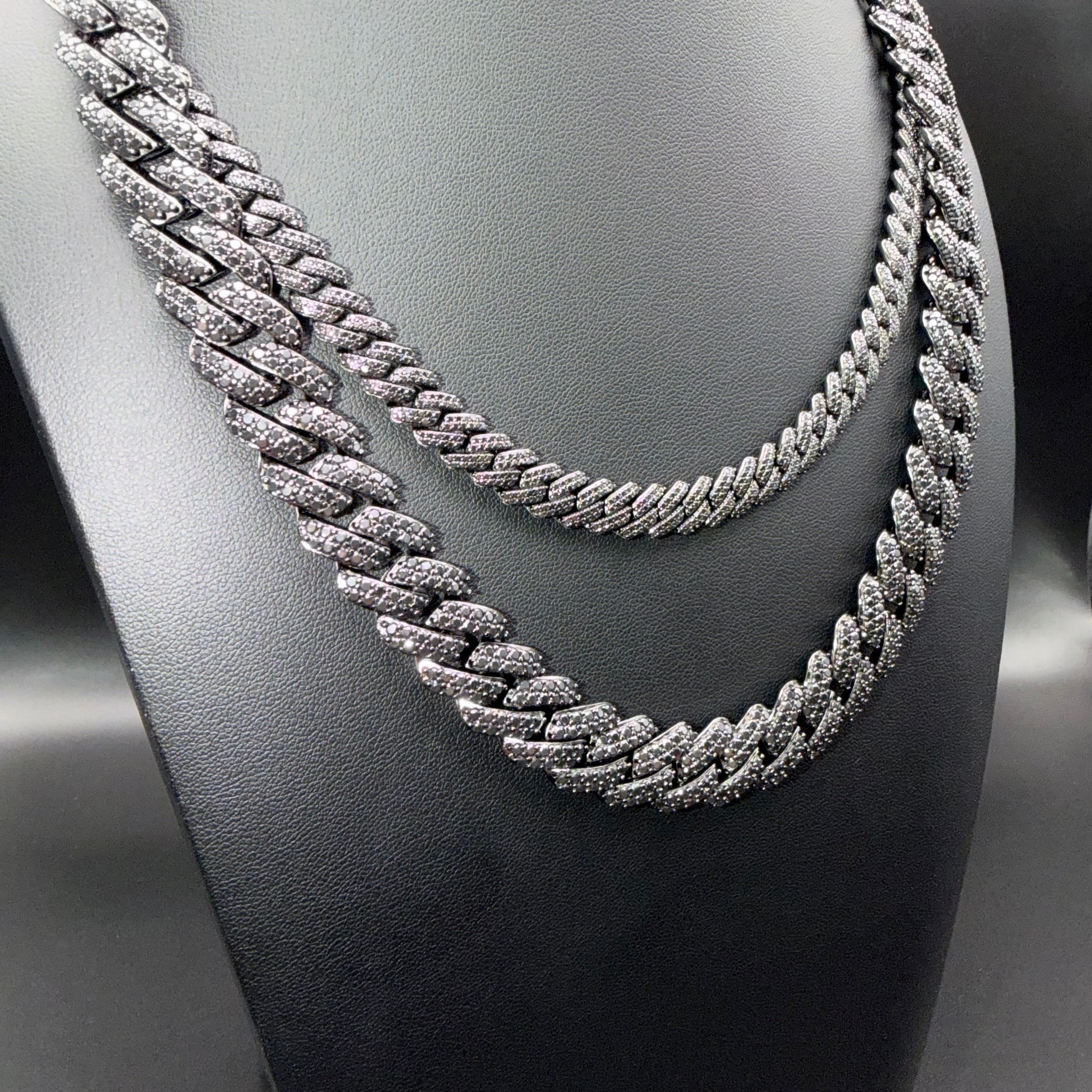 Prestige Black Moissanite Chain and Bracelet – Sterling Silver