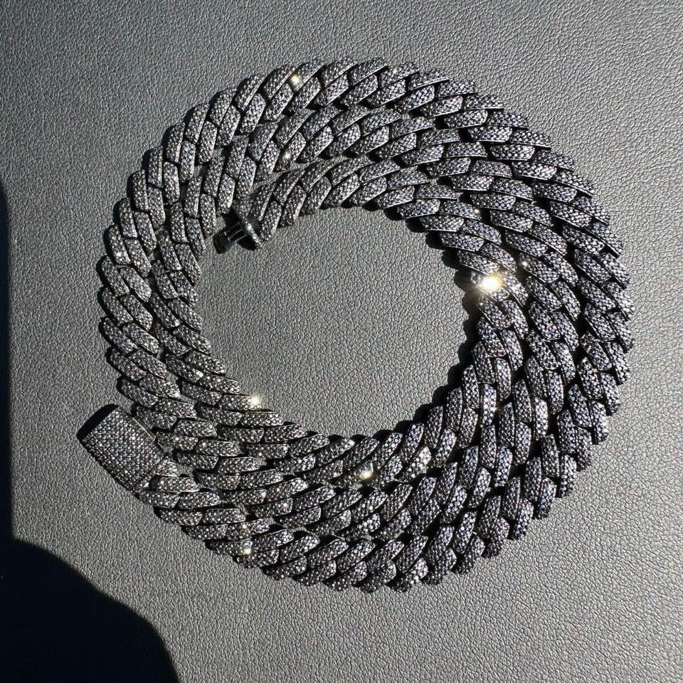 Prestige Black Moissanite Chain and Bracelet – Sterling Silver