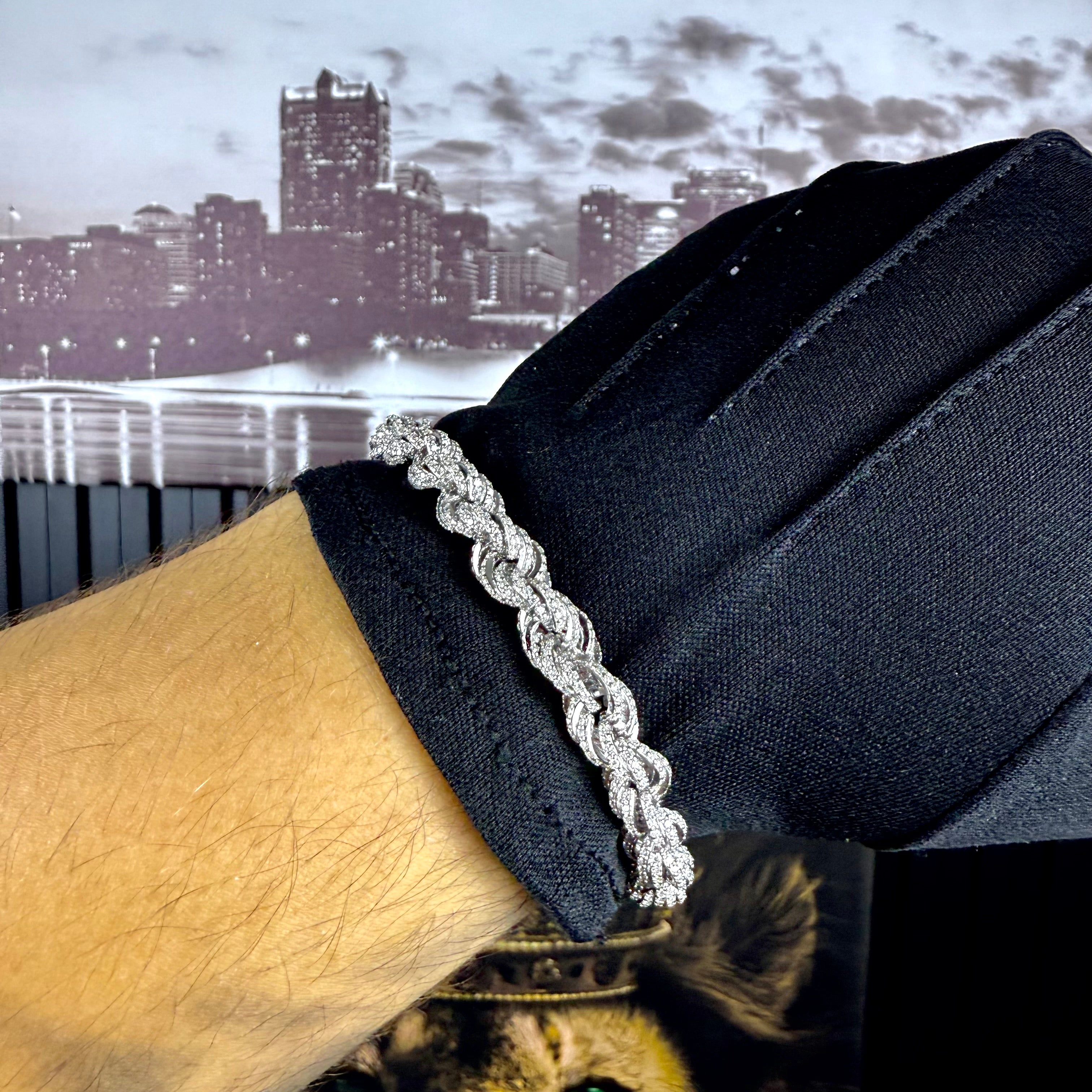 8MM Rope Bracelet – Moissanite – Sterling Silver