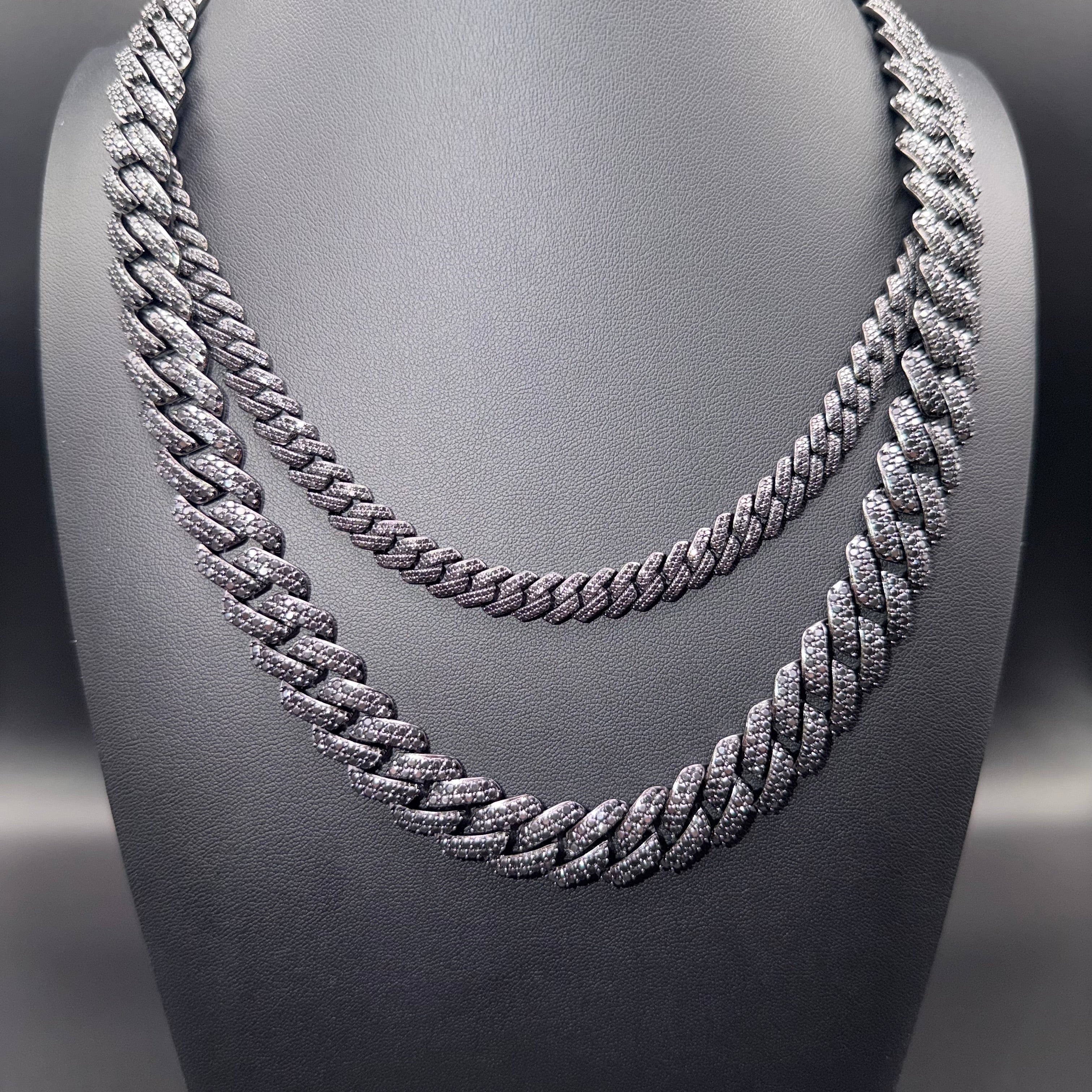 Prestige Black Moissanite Chain and Bracelet – Sterling Silver