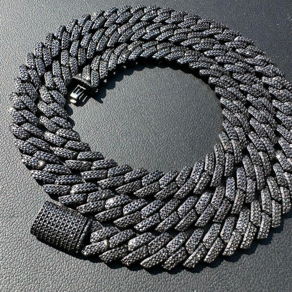 Prestige Black Moissanite Chain and Bracelet – Sterling Silver