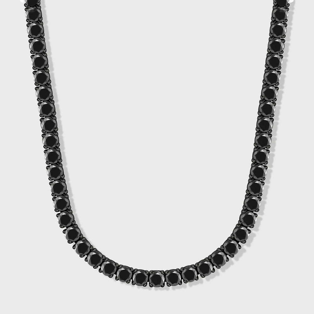 4MM BLACK TENNIS CHAIN - PREMIUM CZ - STERLING SILVER