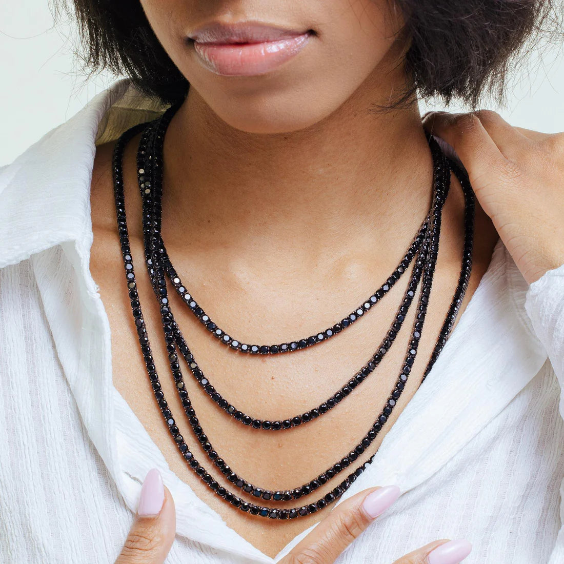 4MM BLACK TENNIS CHAIN - PREMIUM CZ - STERLING SILVER