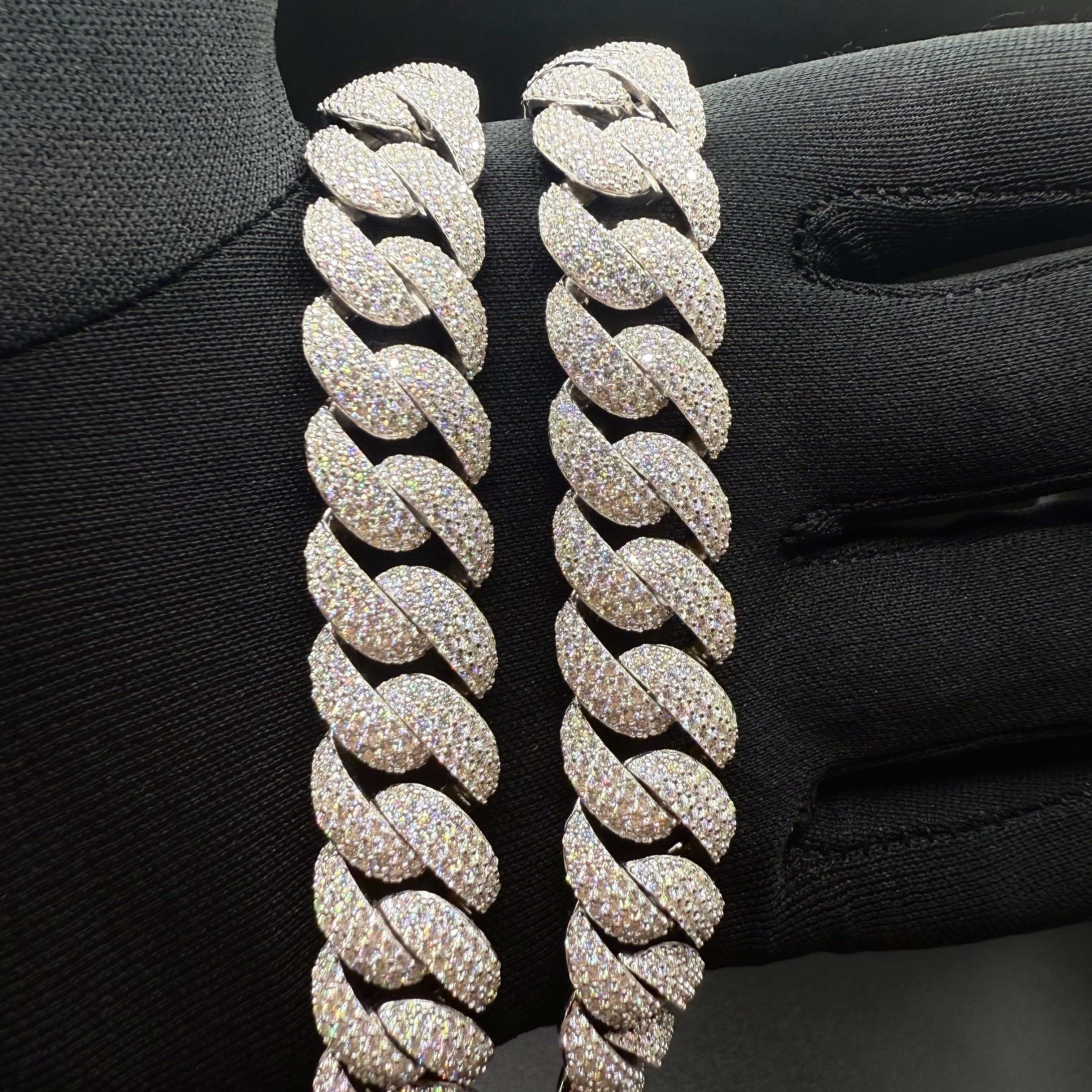 16MM Miami Cuban Chain – Moissanite – Sterling Silver