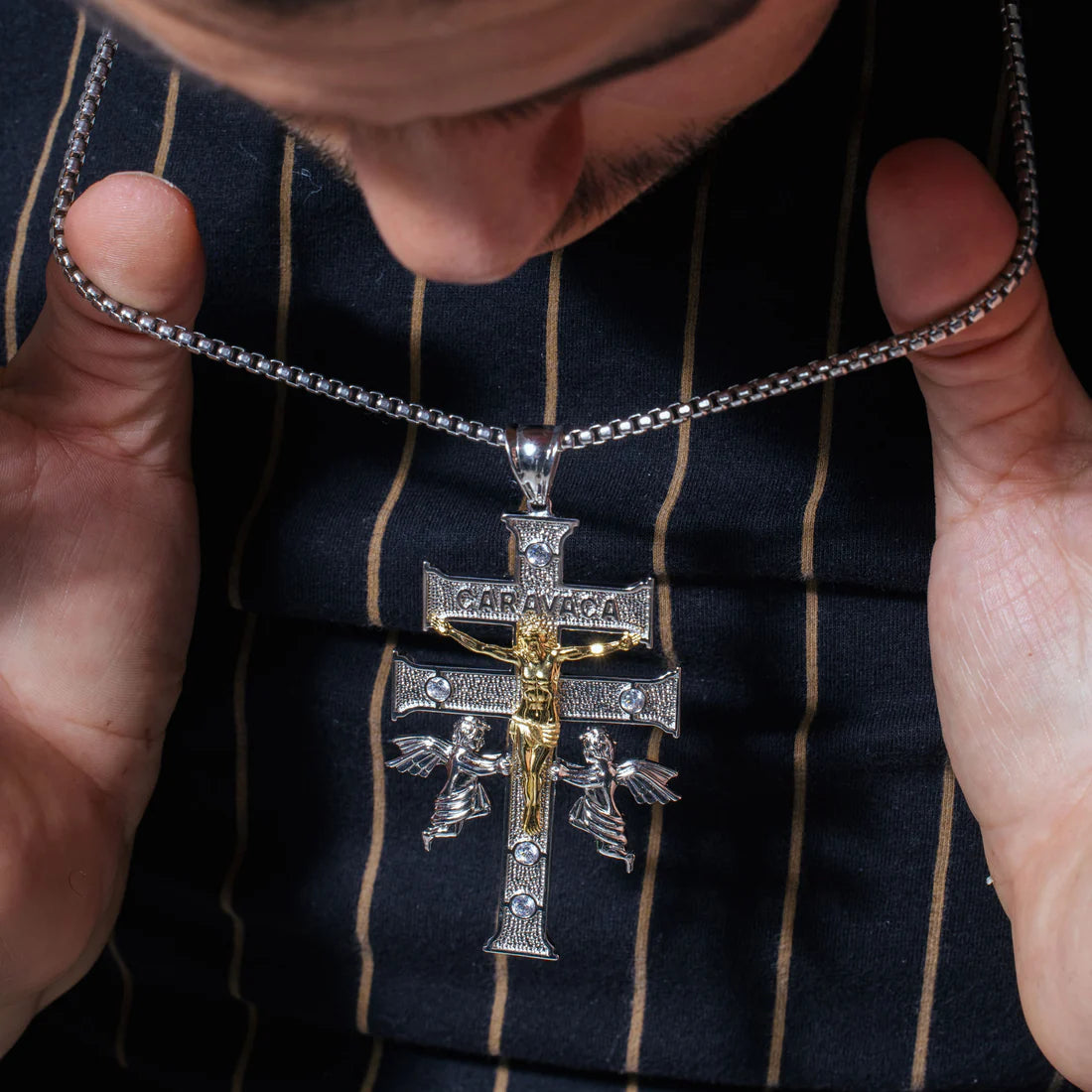 CARAVACA CROSS TWO TONE - PREMIUM CZ - STERLING SILVER