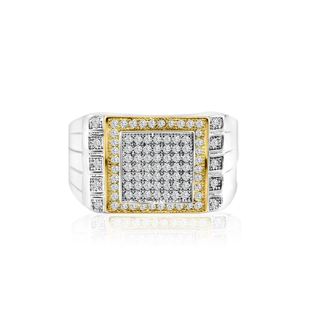 AUTHORITY RING TWO TONE - PREMIUM CZ - STERLING SILVER