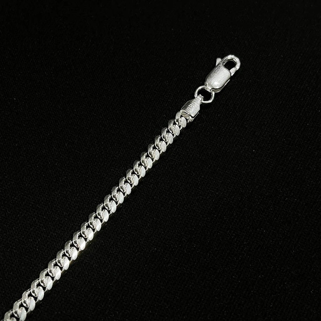 SILVER CUBAN LINK BRACELET - 4MM