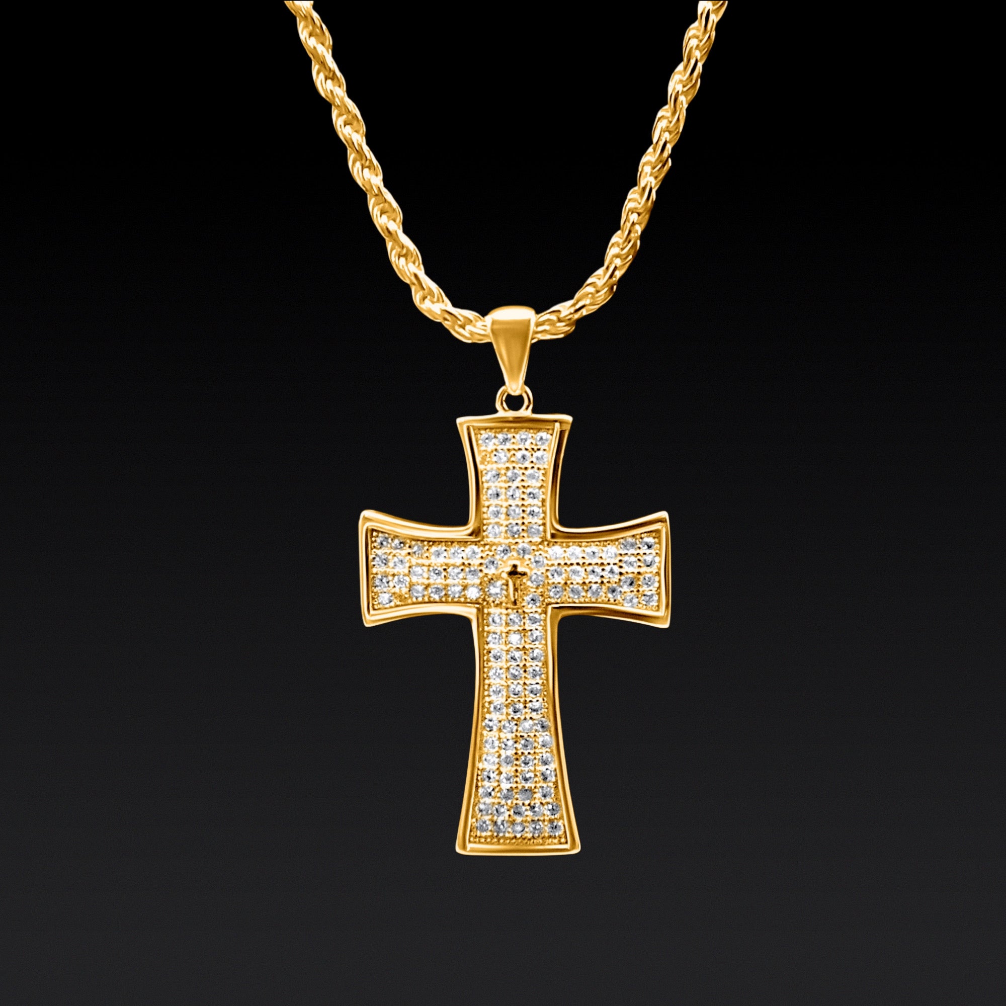 Iced Celtic Cross Pendant (Gold)