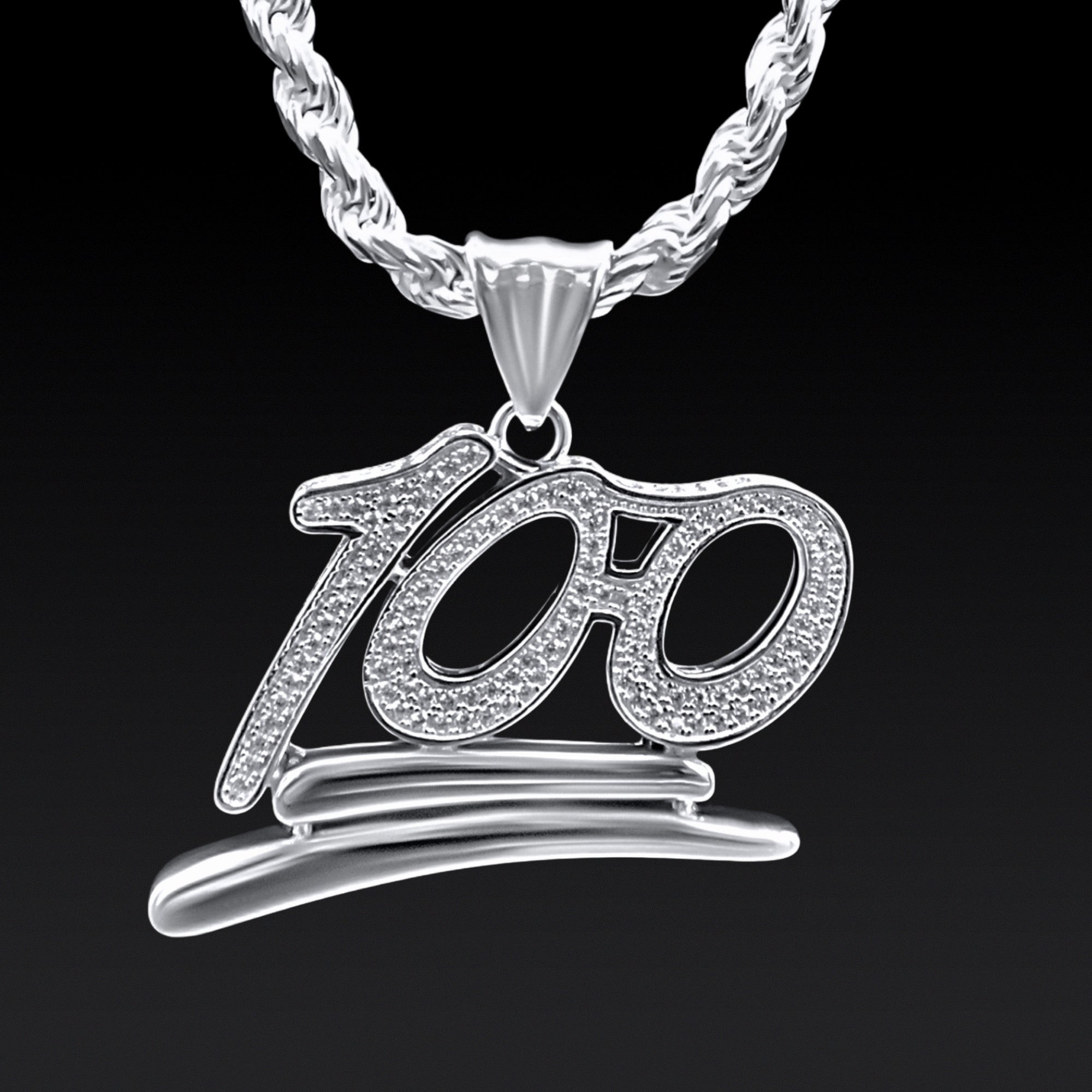 Iced One Hundred Pendant (Silver)