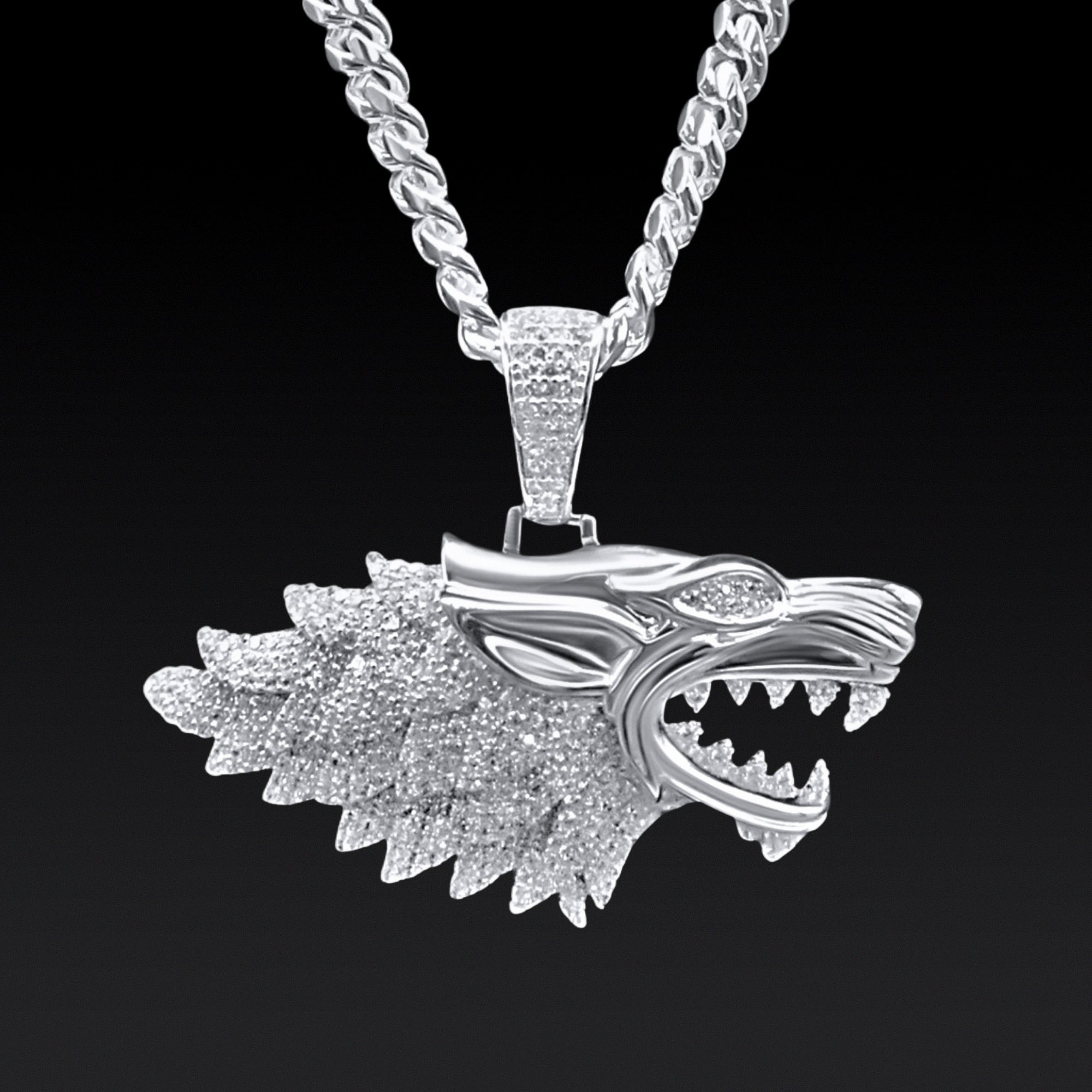 Iced Wolf Pendant (Silver)