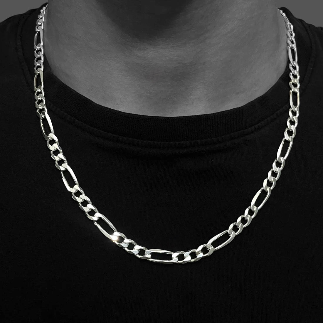 6.8MM Figaro Chain – Sterling Silver