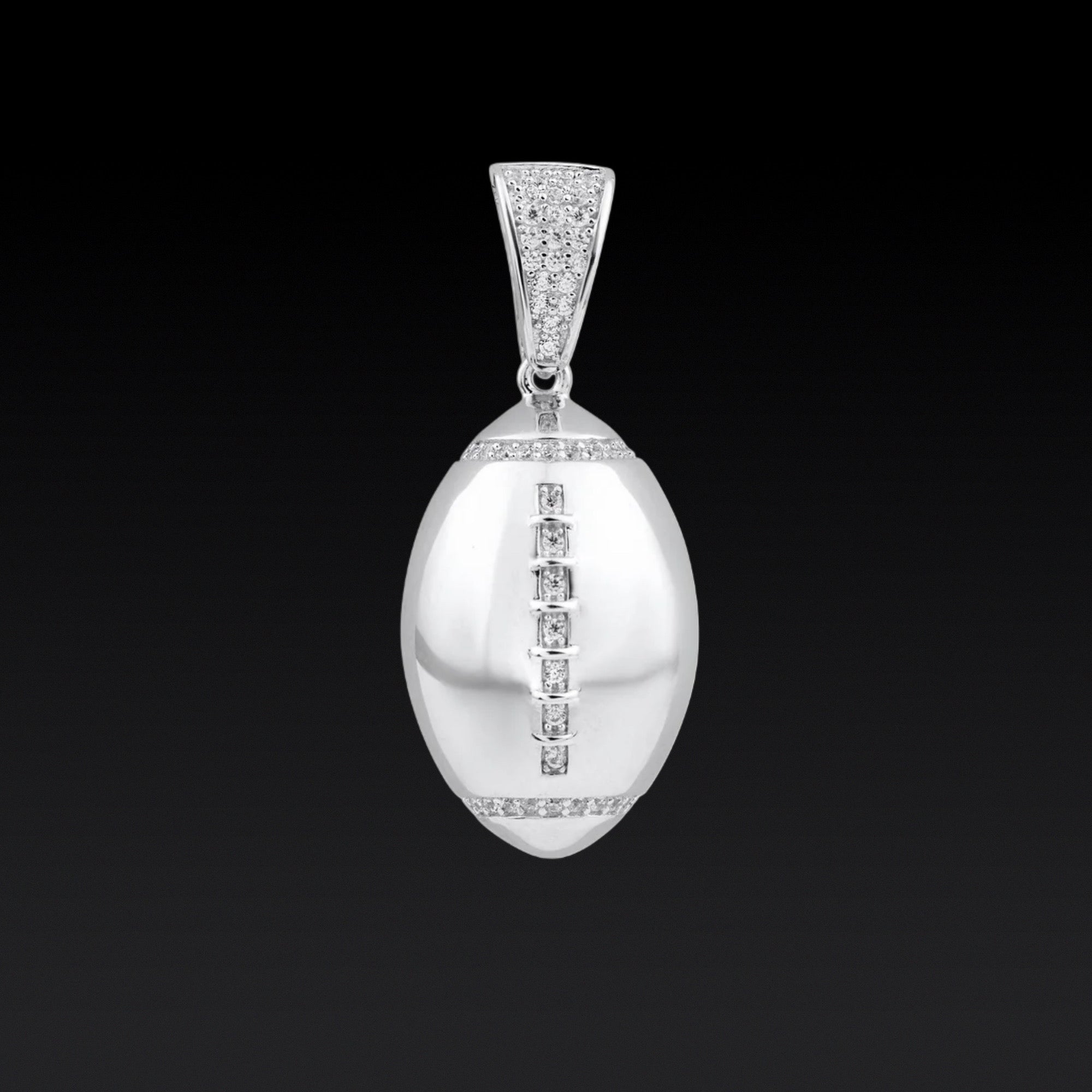 FOOTBALL CLEAR CZ PENDANT - sterling silver