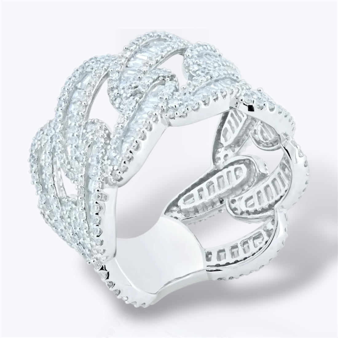 Loyalty Link Ring – Premium Clear CZ – Sterling Silver