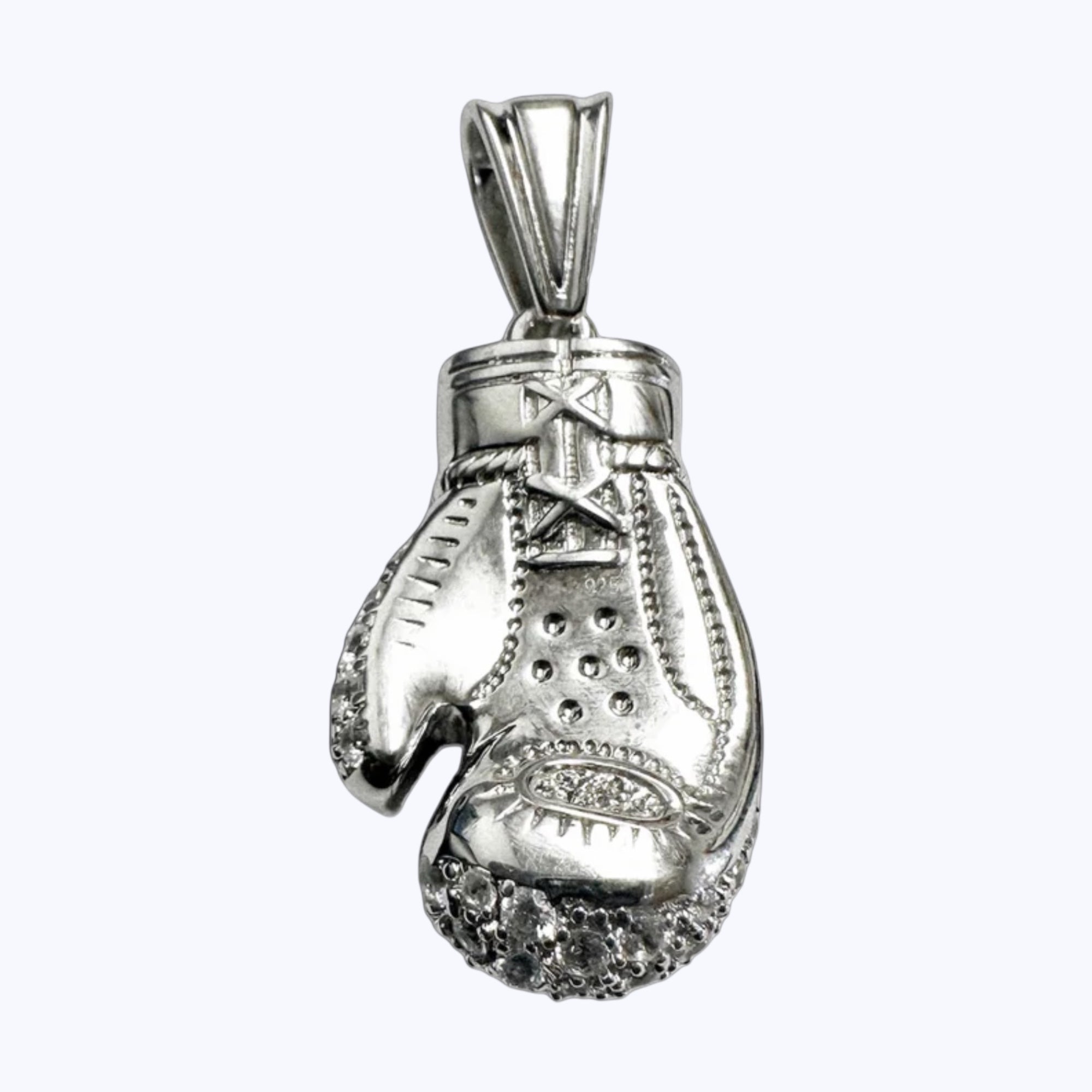Boxing Glove Pendant – Premium CZ – Sterling Silver