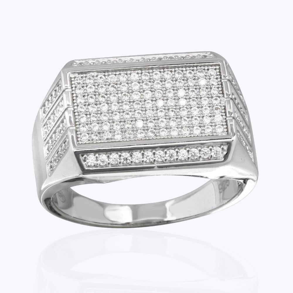 Prestige Rectangular Ring – Premium Clear CZ – Sterling Silver
