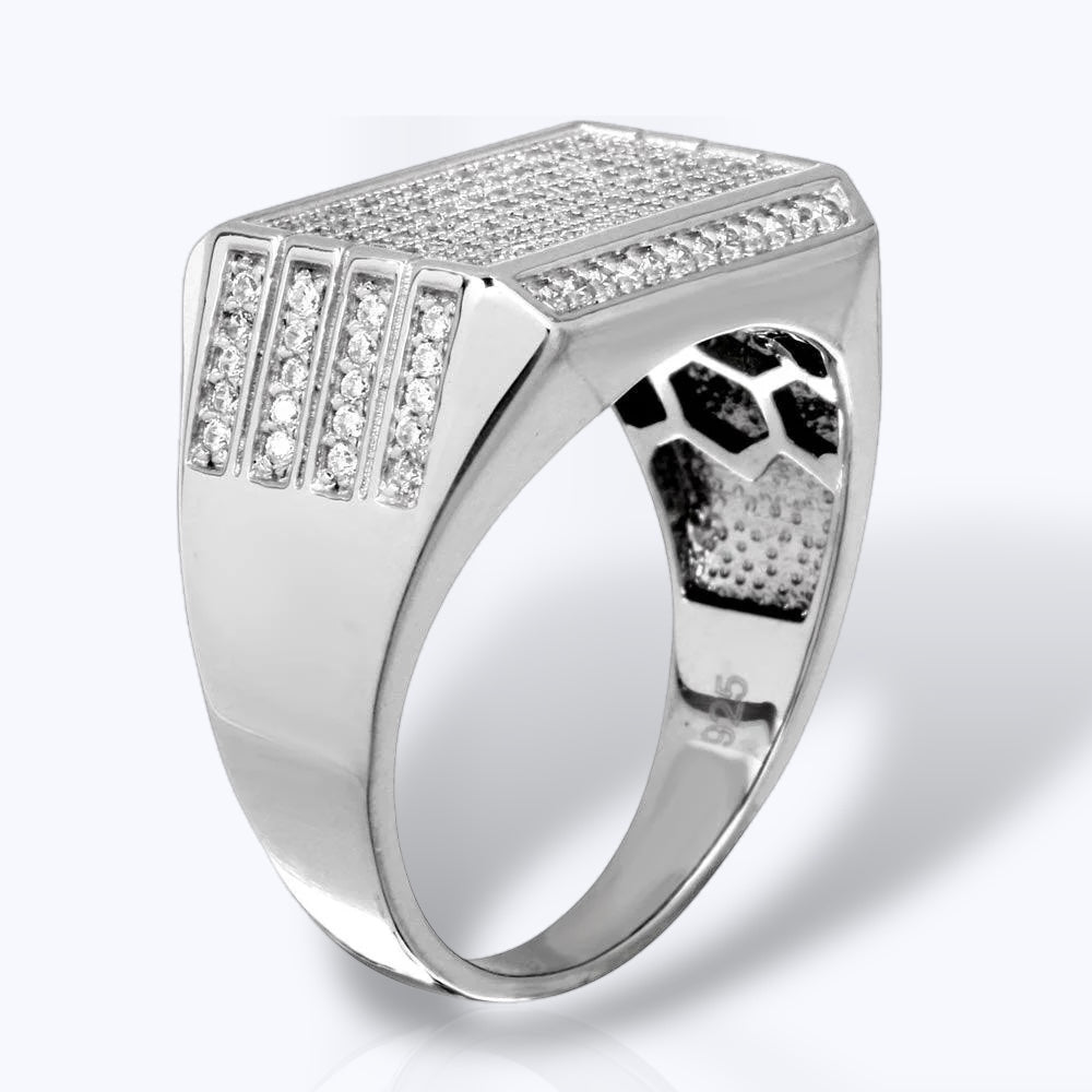 Prestige Rectangular Ring – Premium Clear CZ – Sterling Silver