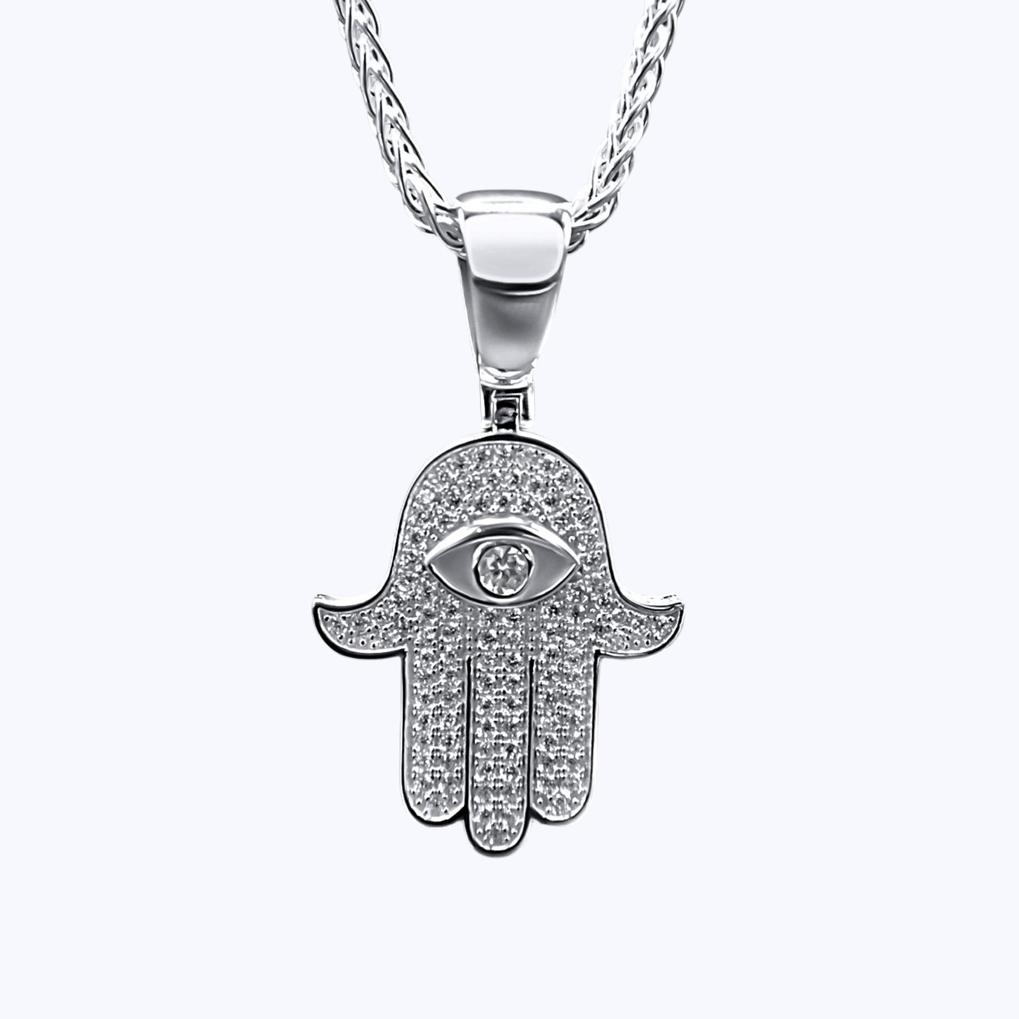 Hamsa Pendant – Premium CZ – Sterling Silver