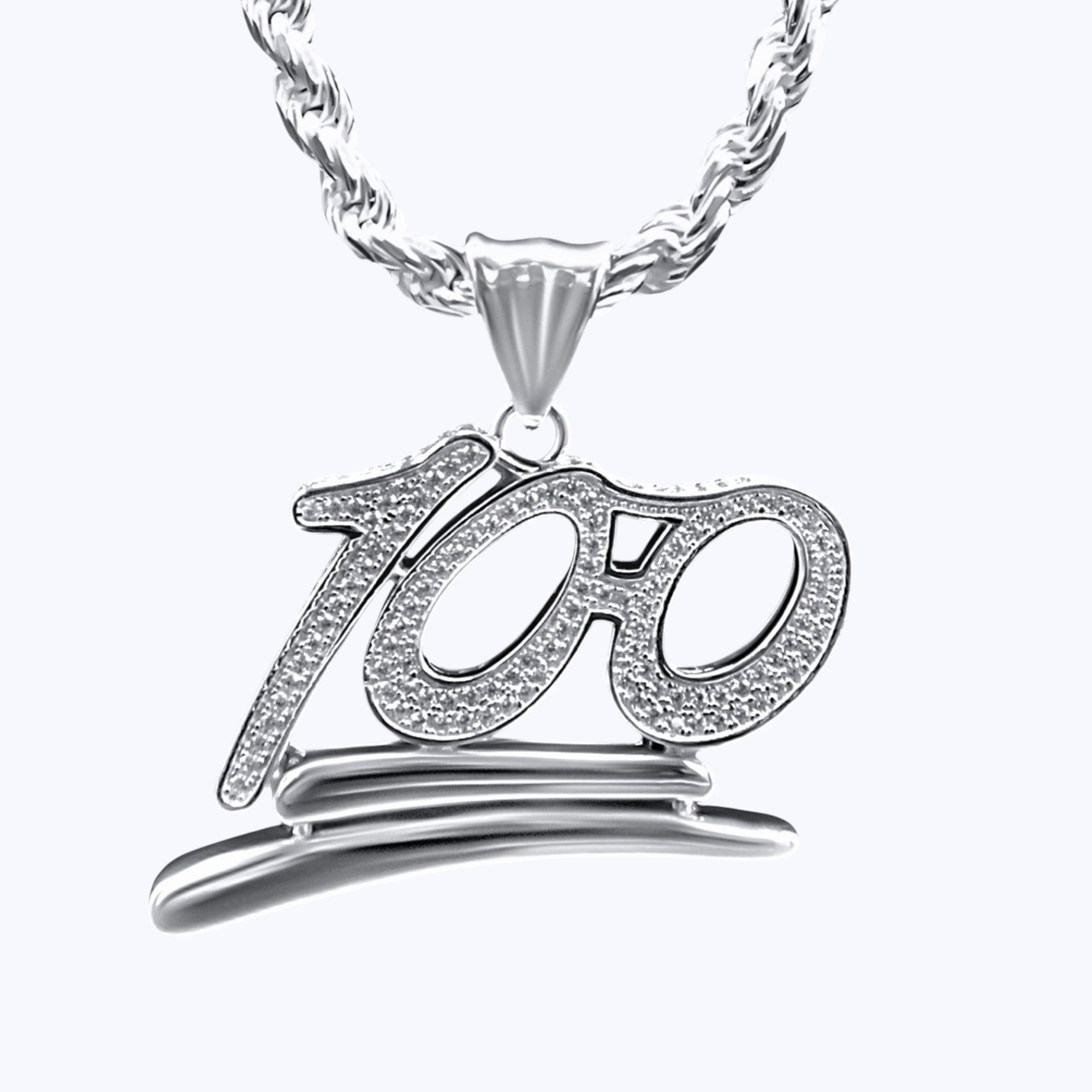 One Hundred Pendant – Premium CZ – Sterling Silver