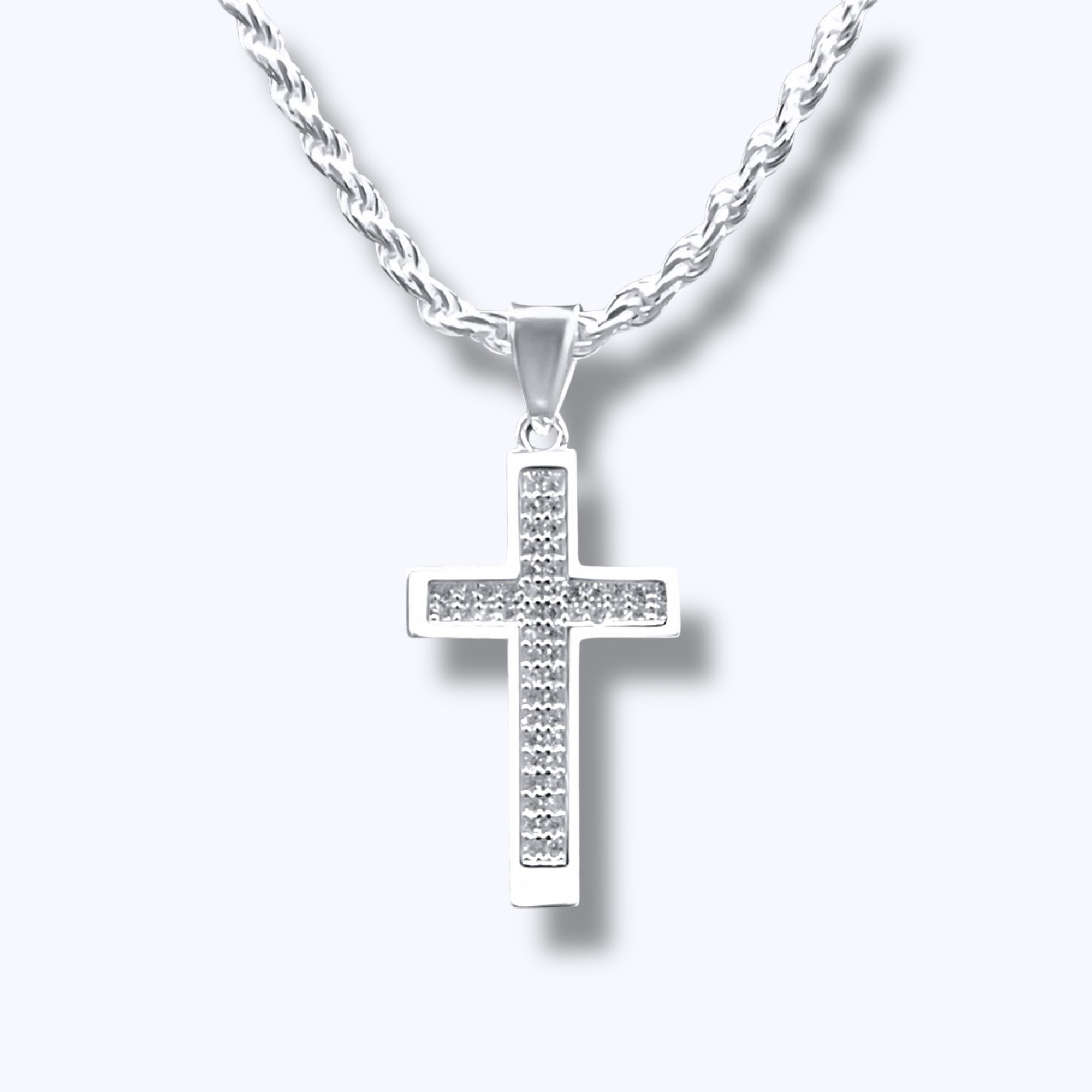 Faithful Cross Pendant – Premium CZ – Sterling Silver
