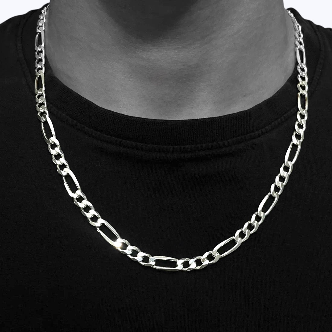 6.8MM Figaro Chain – Sterling Silver