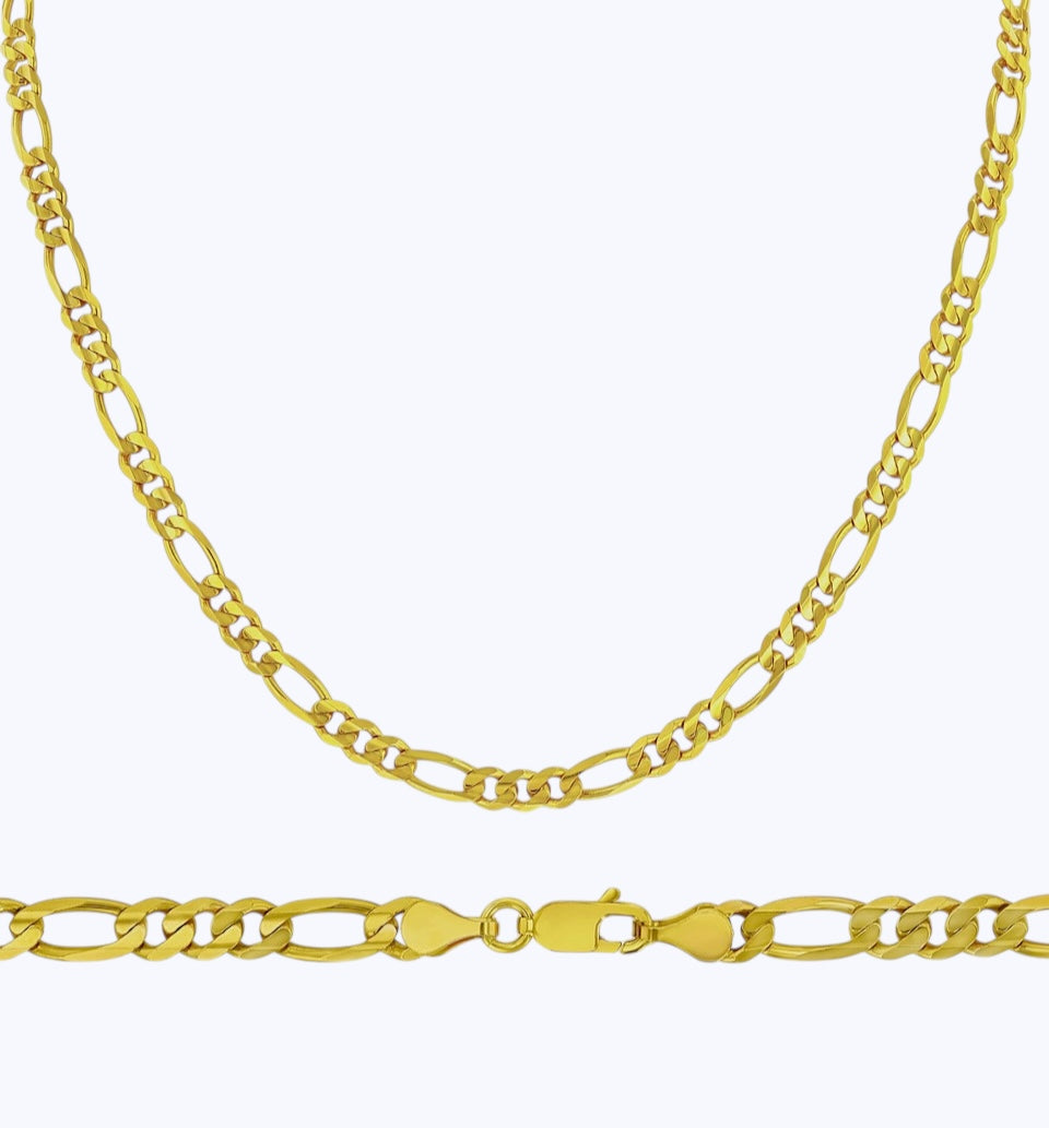 5MM Figaro Chain – 14K Gold Over 925