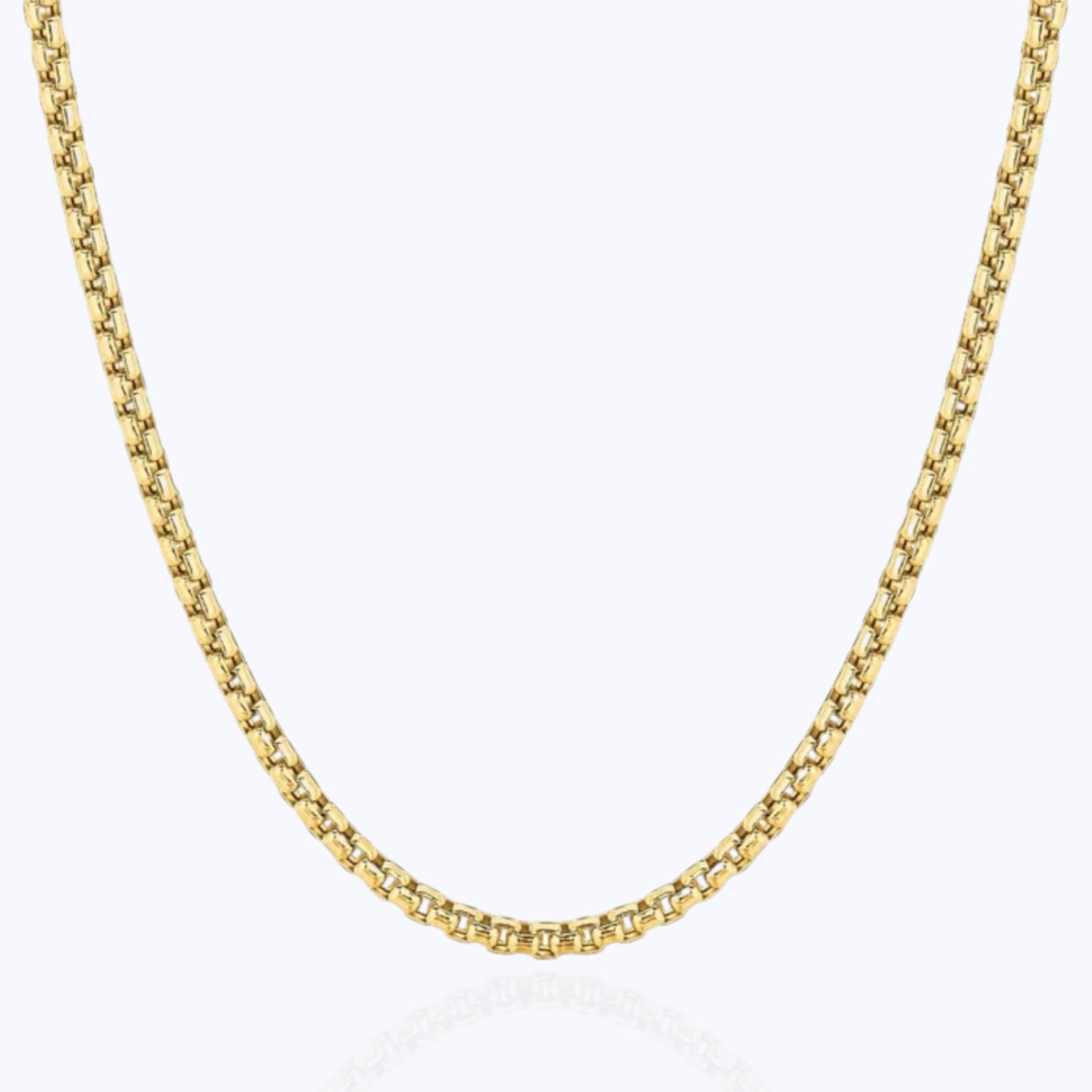 2.5MM Round Box Chain – 14K Gold Over 925